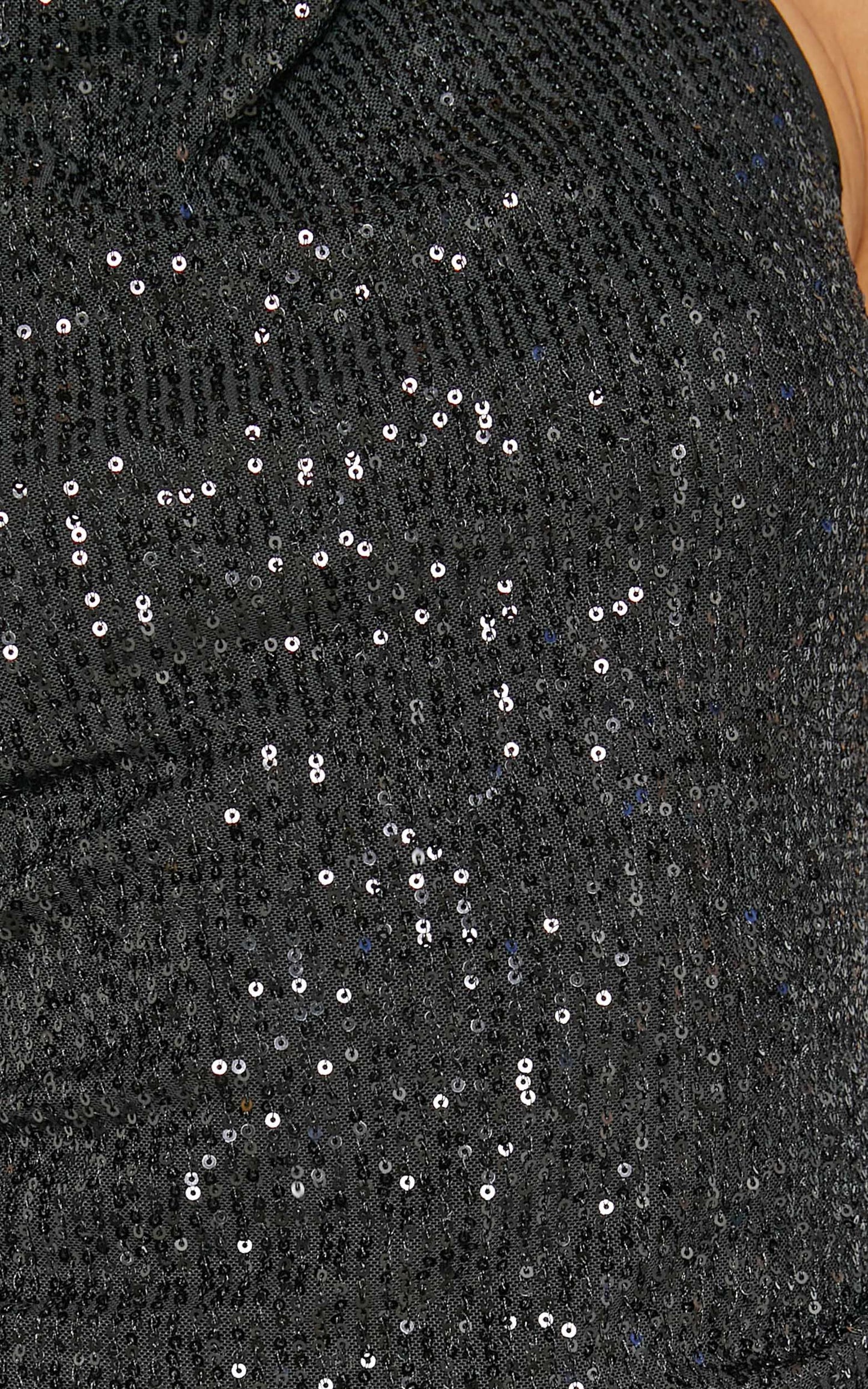Amirah Mini Dress - High Neck Sequin Asymmetrical Hem Dress in Black