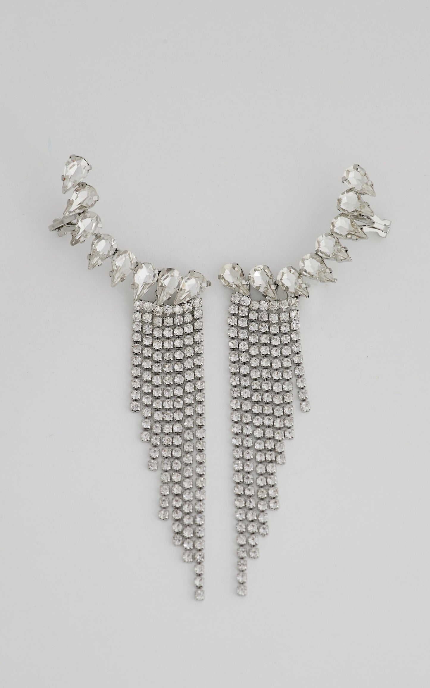 Amneris Diamante Waterfall Climber Earrings in Silver