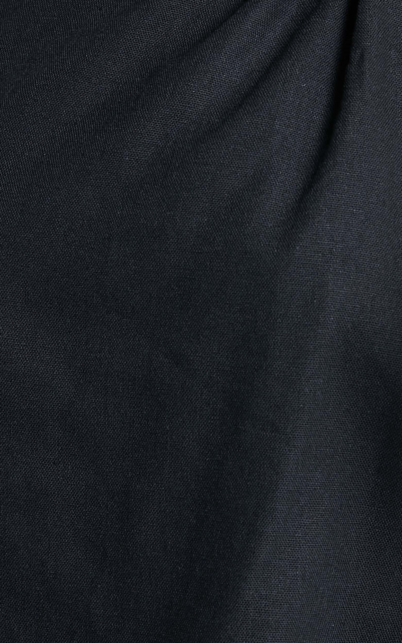 Analia Top - Linen One Shoulde Knot Detail Top in Black