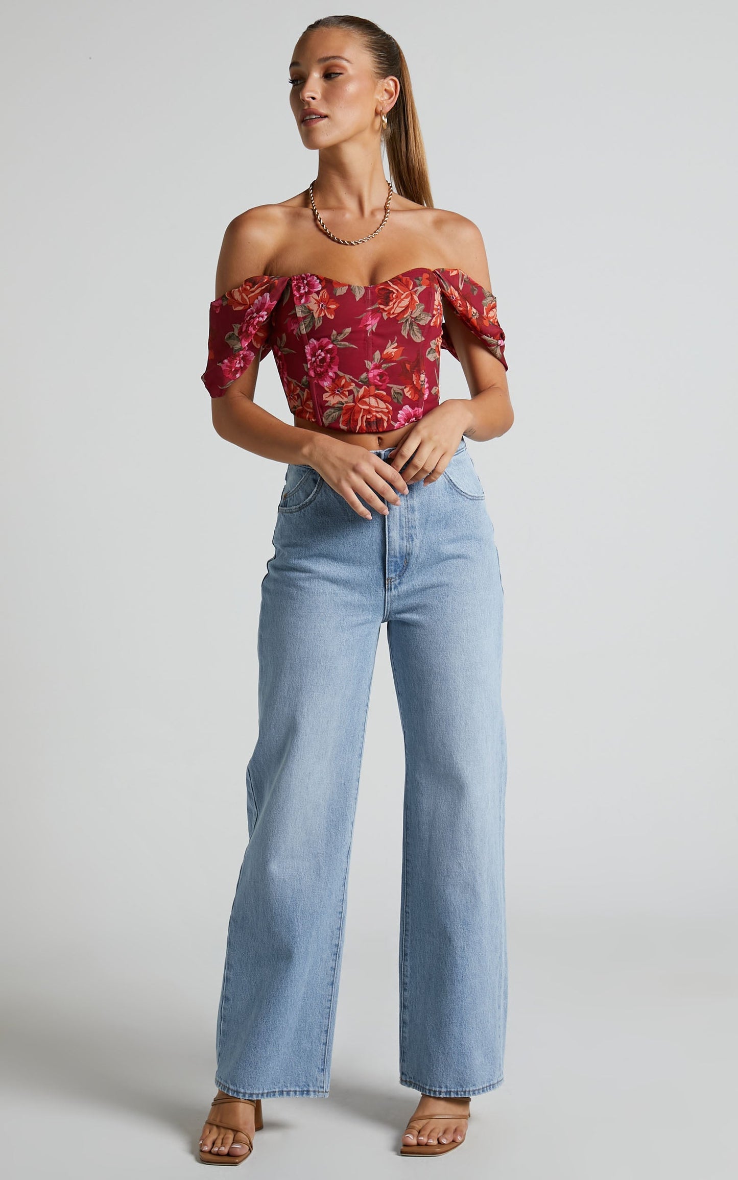 Analiza Top - Off Shoulder Corset Top in Autumn Rose