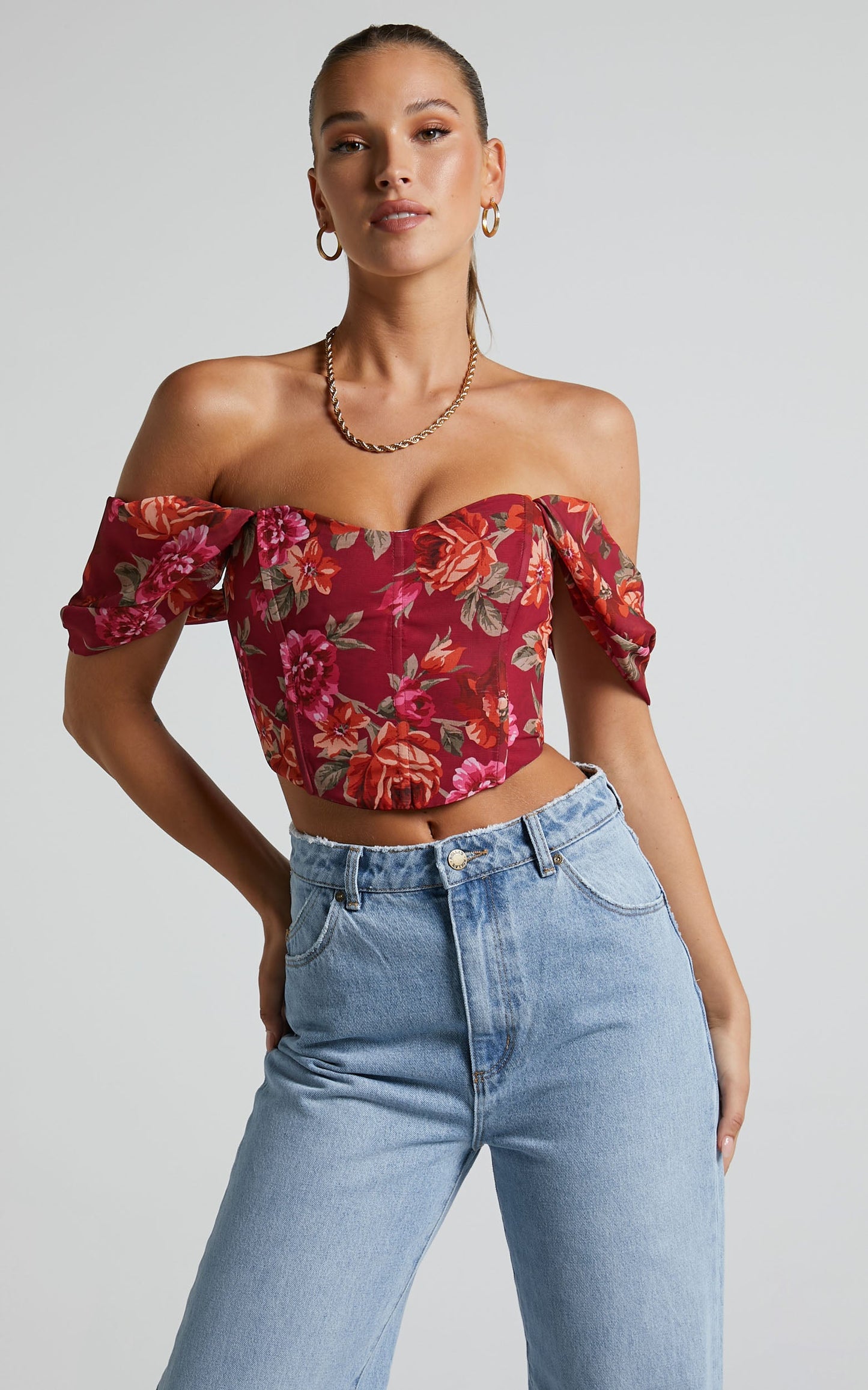 Analiza Top - Off Shoulder Corset Top in Autumn Rose