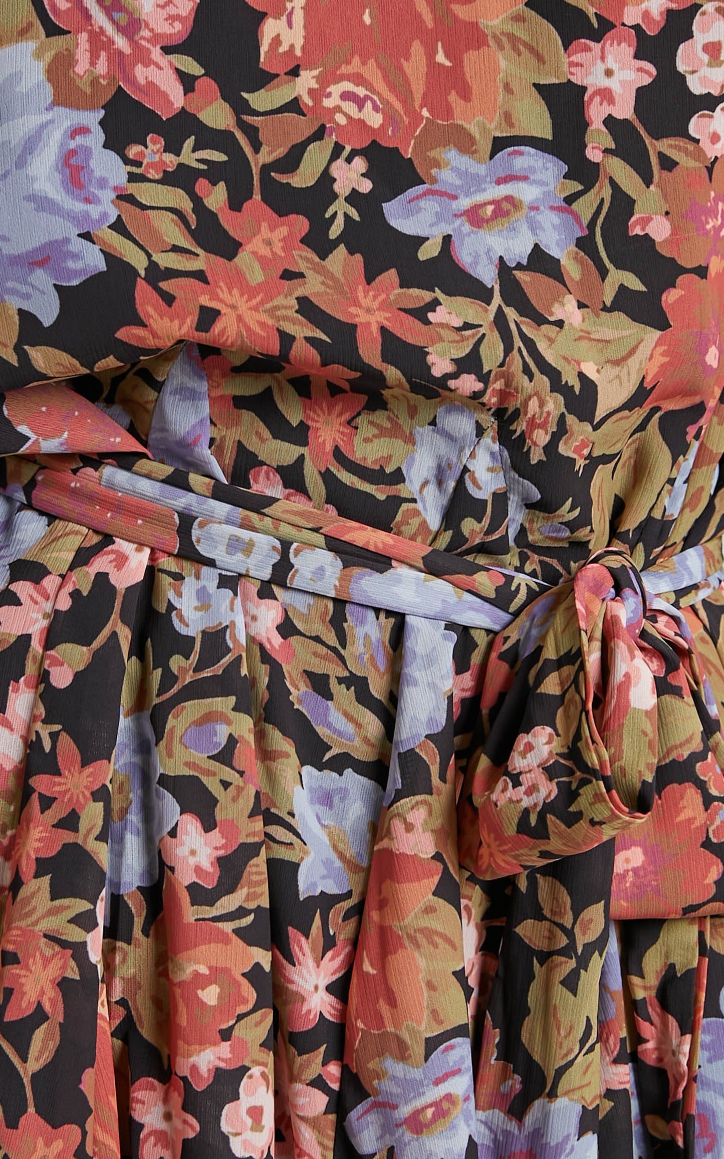 Henny Mini Dress - Tie Front Longsleeve Dress in Dusk Floral Print