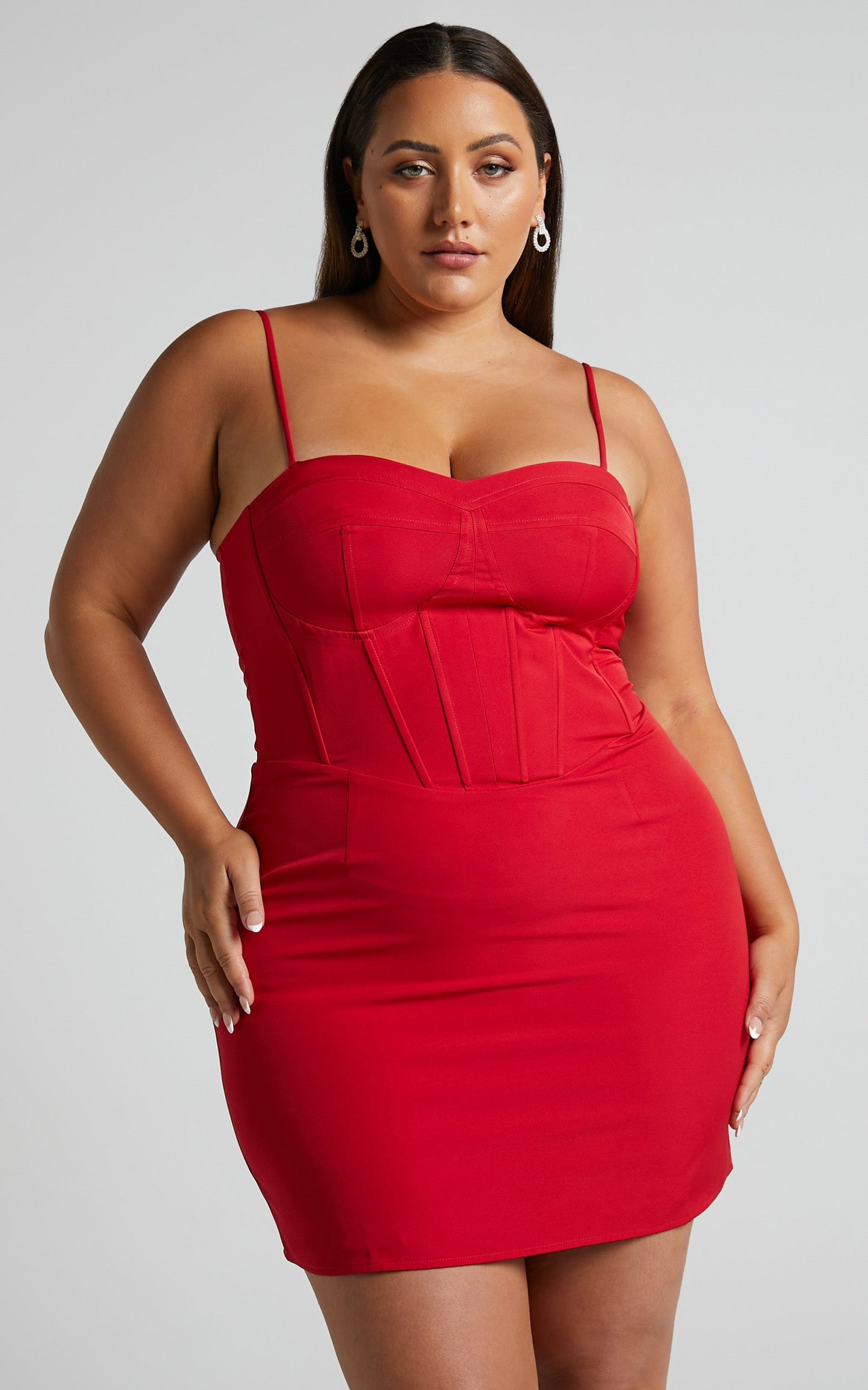 Andriya Mini Dress - Corset Bustier Dress in Red