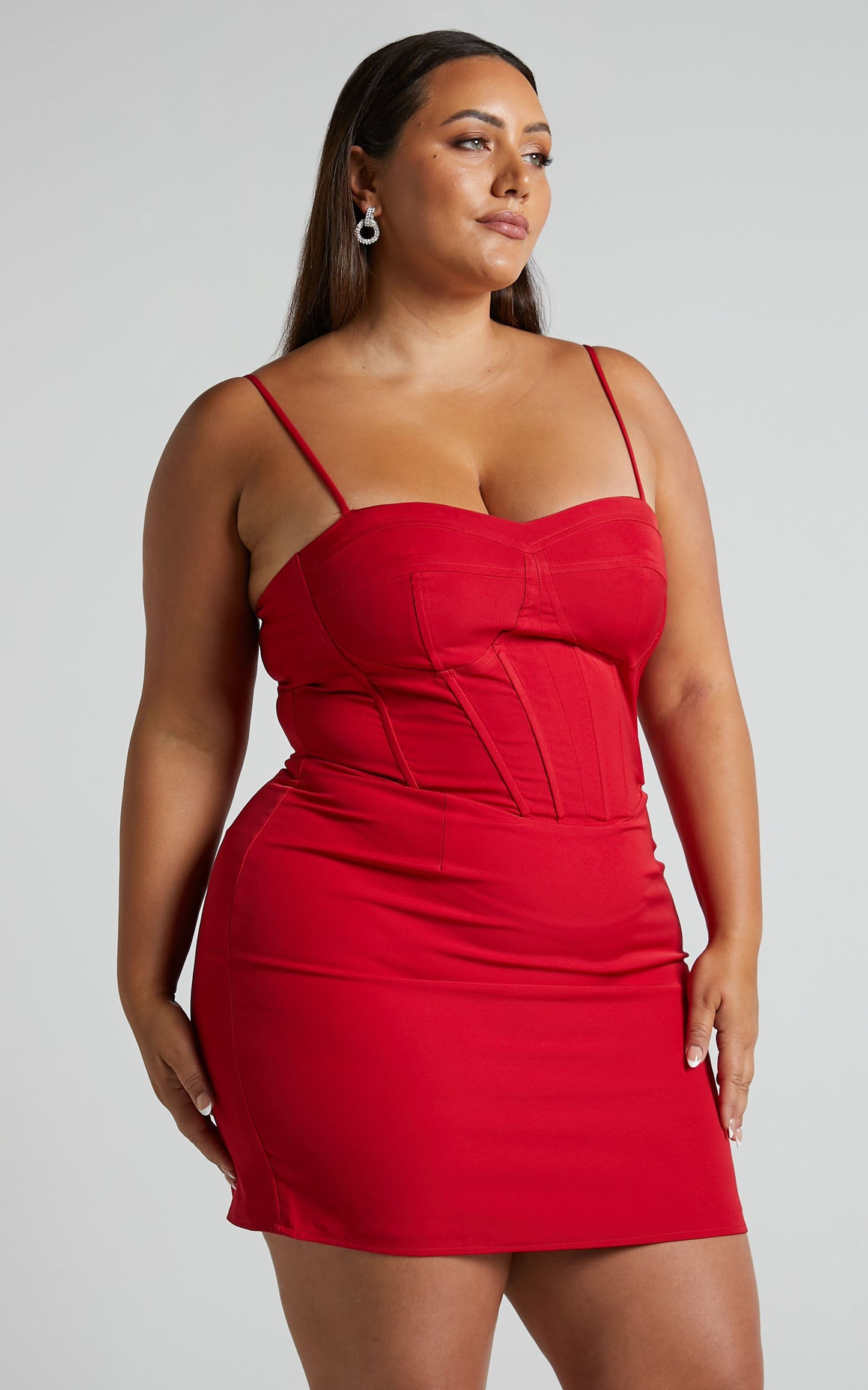 Andriya Mini Dress - Corset Bustier Dress in Red