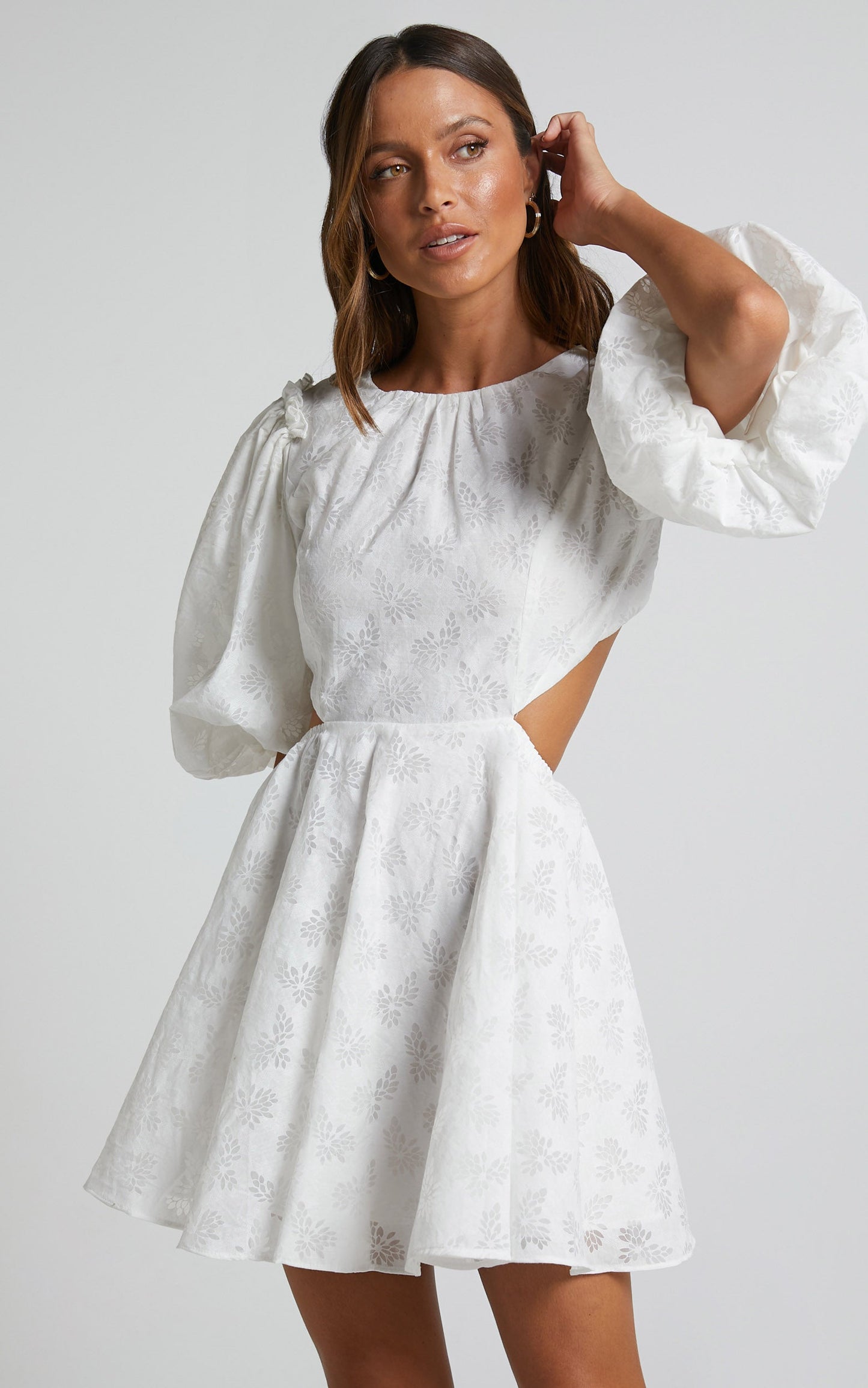 Anessa Mini Dress - Ruched Strapless Smock Dress in White