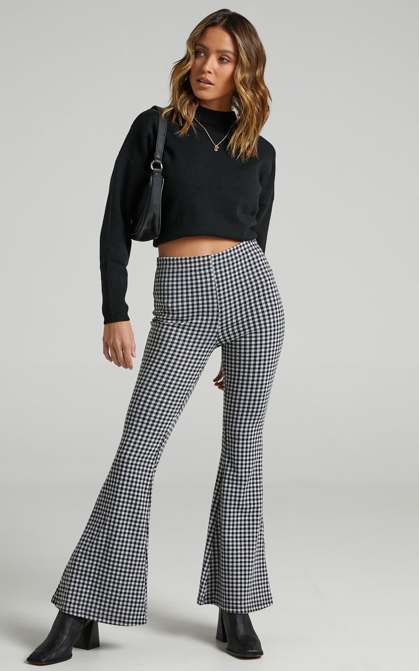 Angelina Flare Pants in Black Check