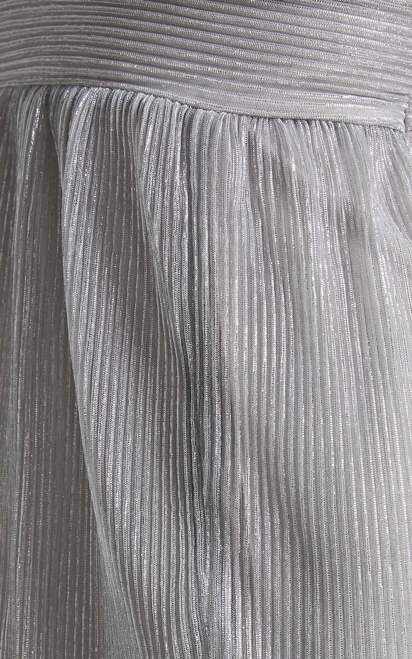 Anicee Maxi Dress - Cut Out One Shoulder Plisse Dress in Silver