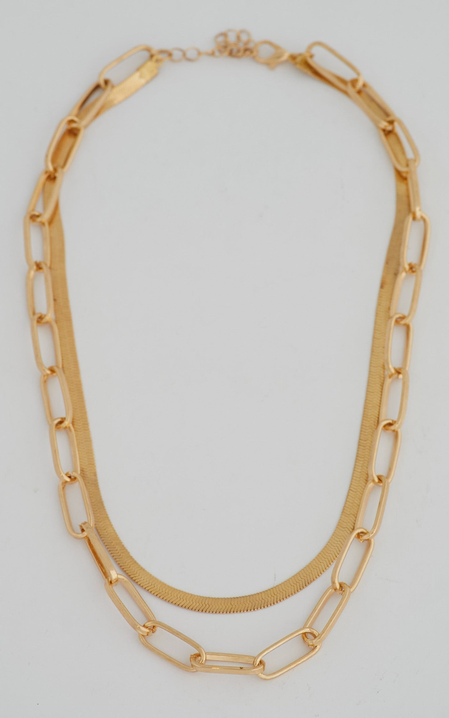 Anjanique Layered Paperclip Chain Necklace in Gold