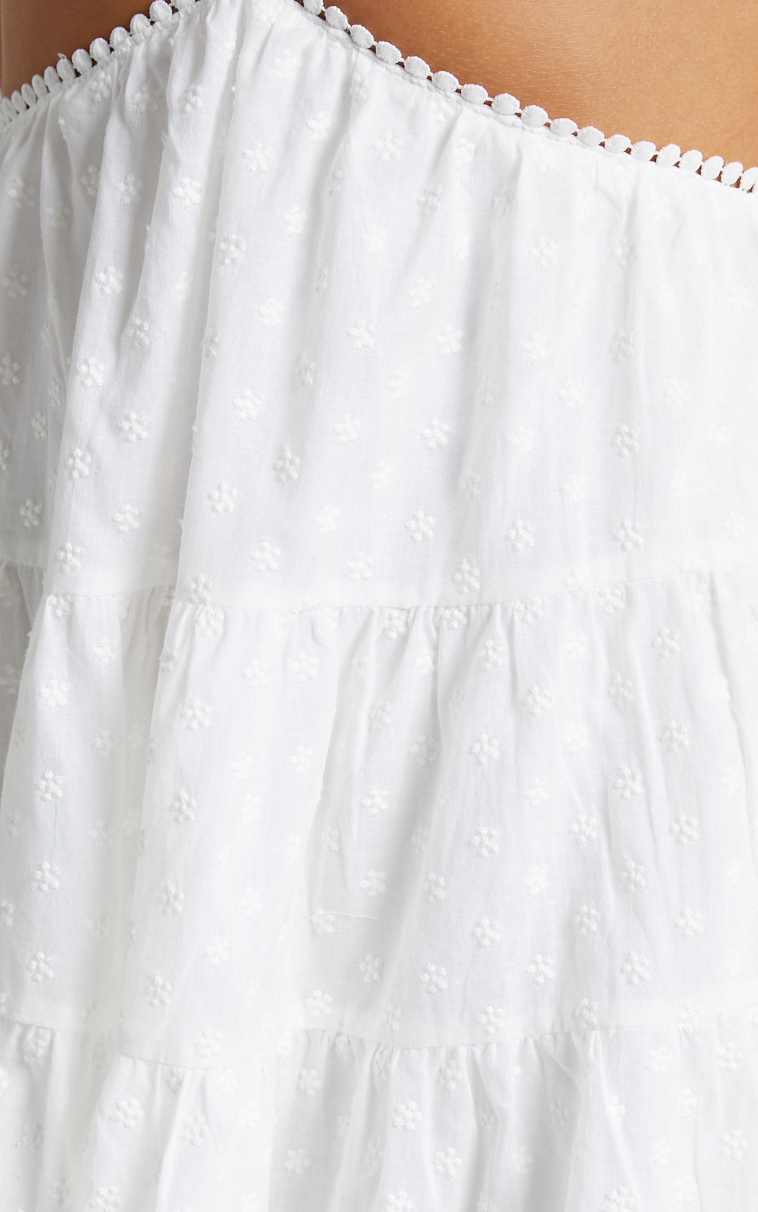 Annelise Cotton Cut Out Tiered Mini Dress in White