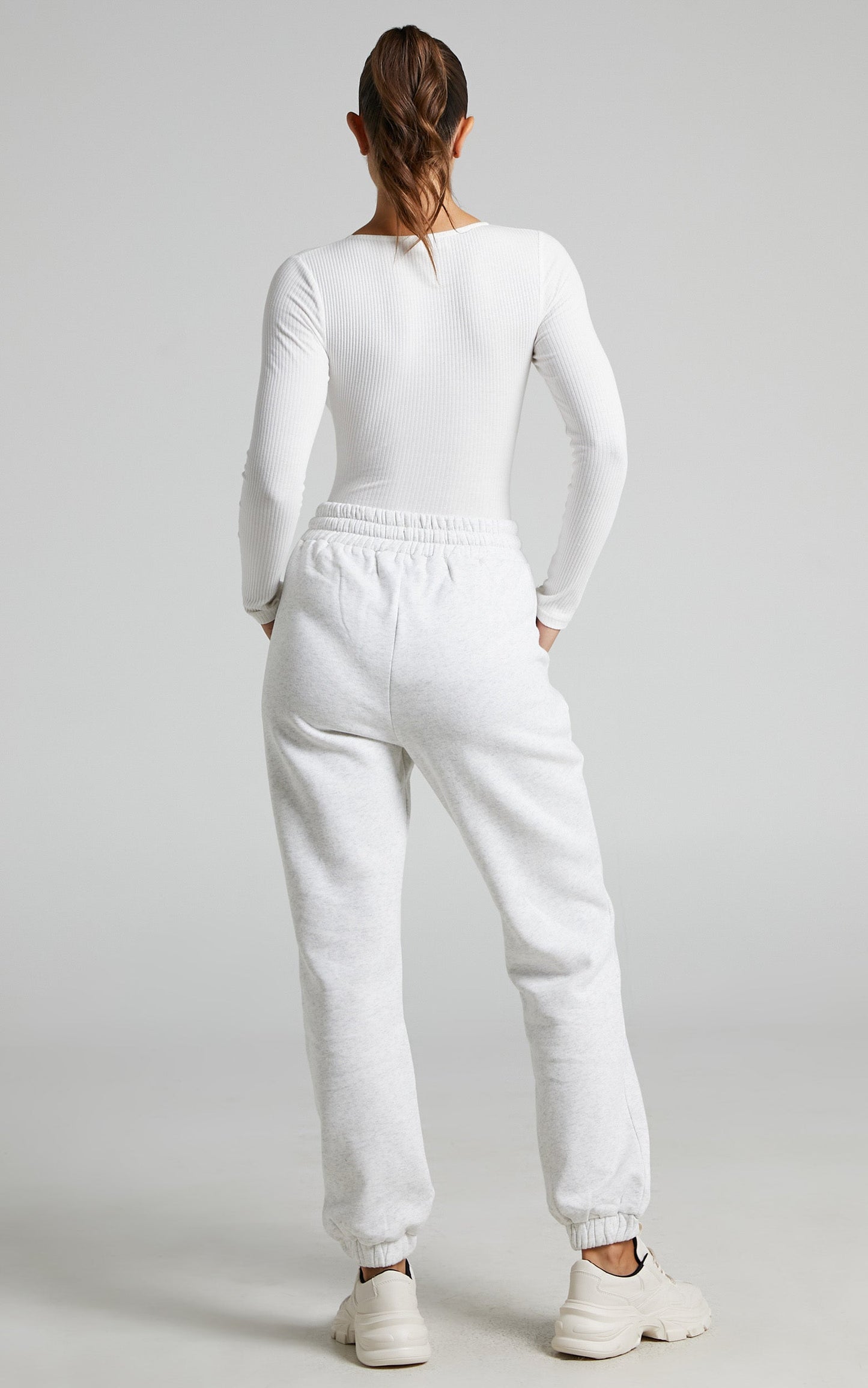 Annie Fleece Track Pants in Grey Marle