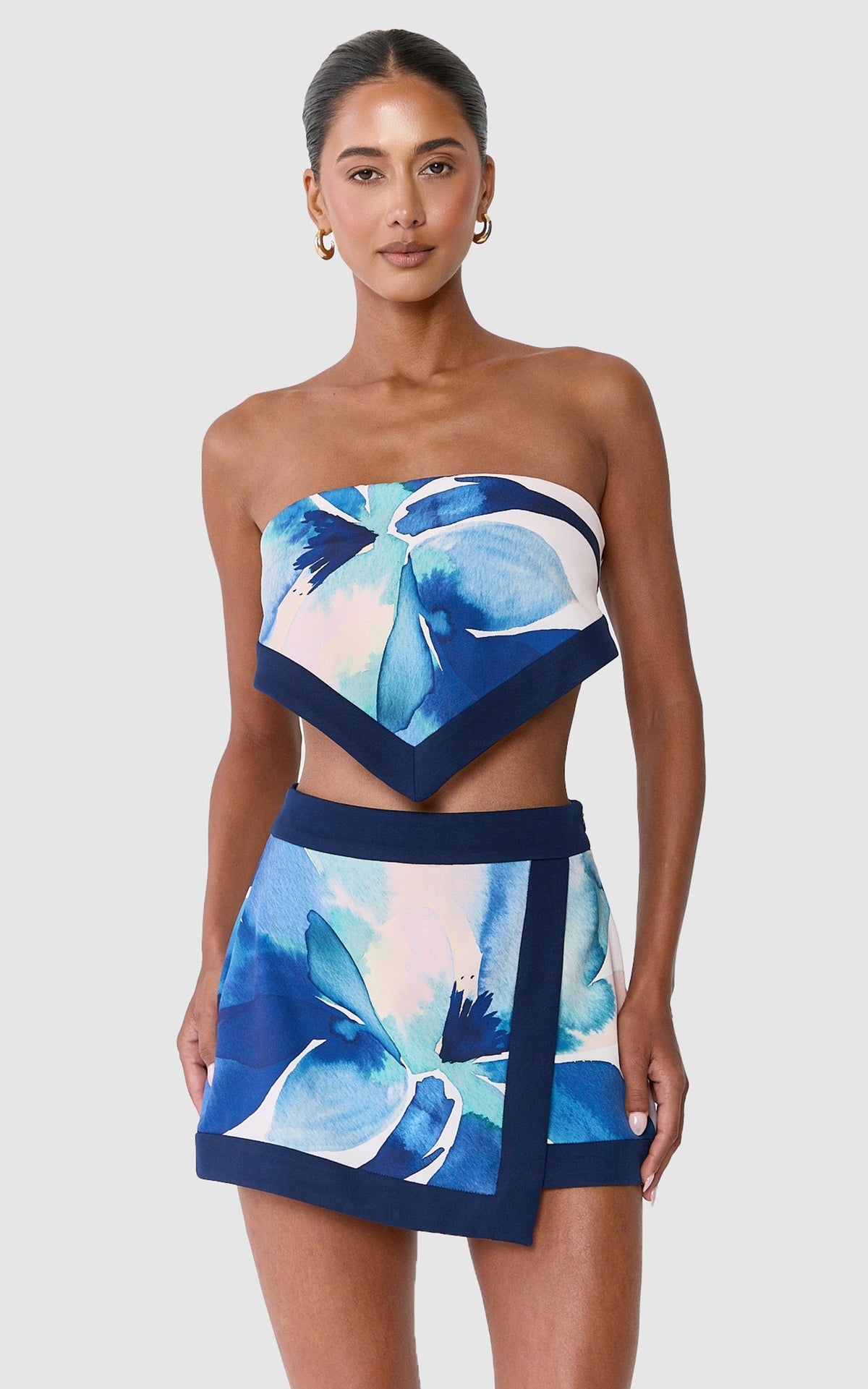 Anouk Top - Bandana Tie Back Scarf Top in Navy Floral