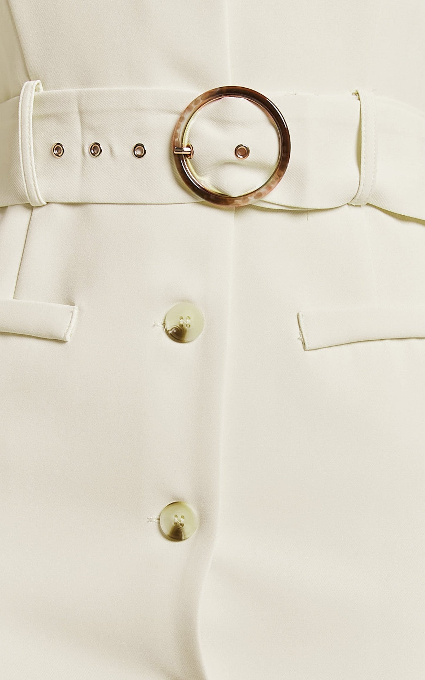 Anthurium Midi Dress - Sleeveless Belted Blazer Dress in Cream