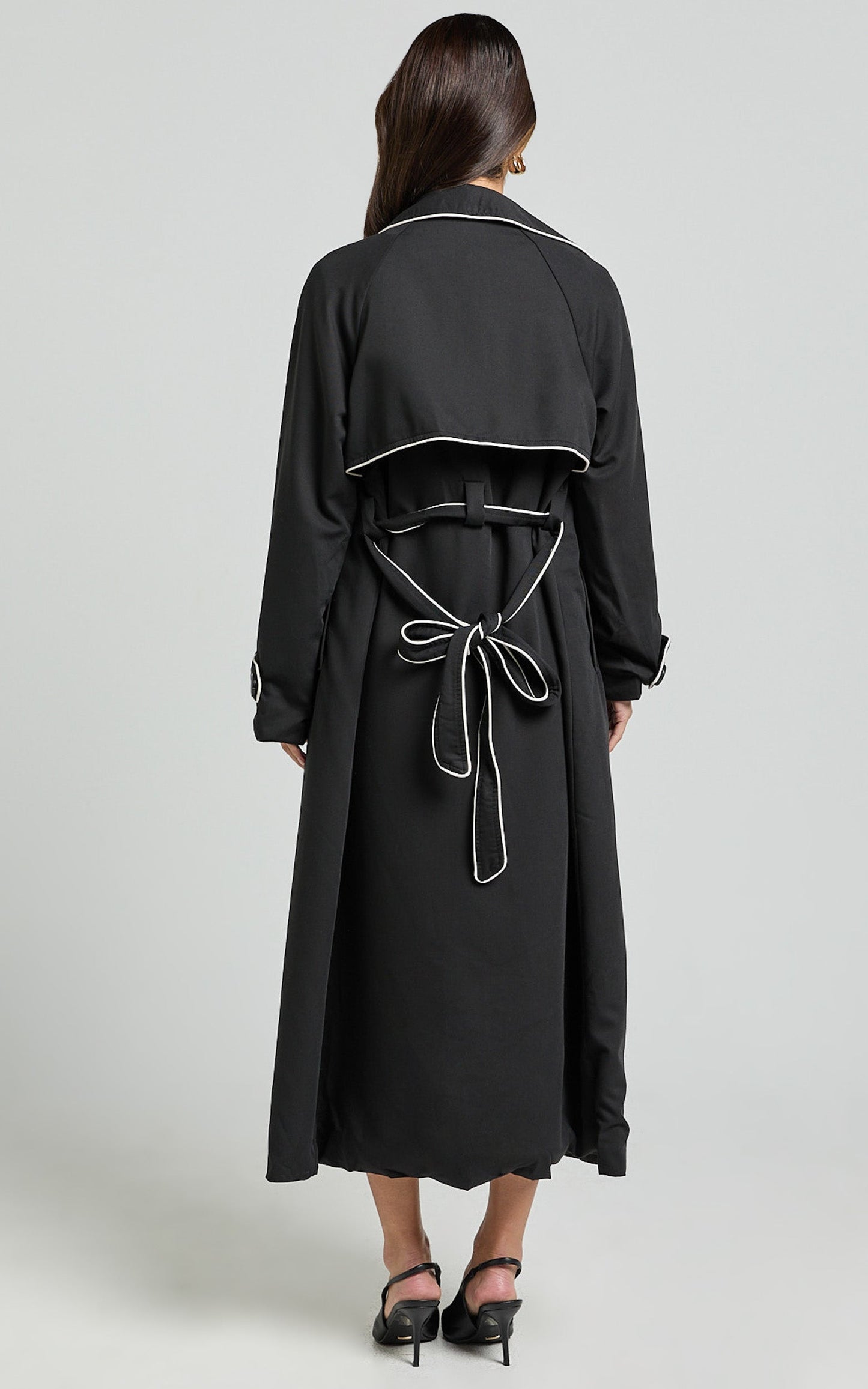 Anziel Coat - Double Breasted Longline Coat in Black