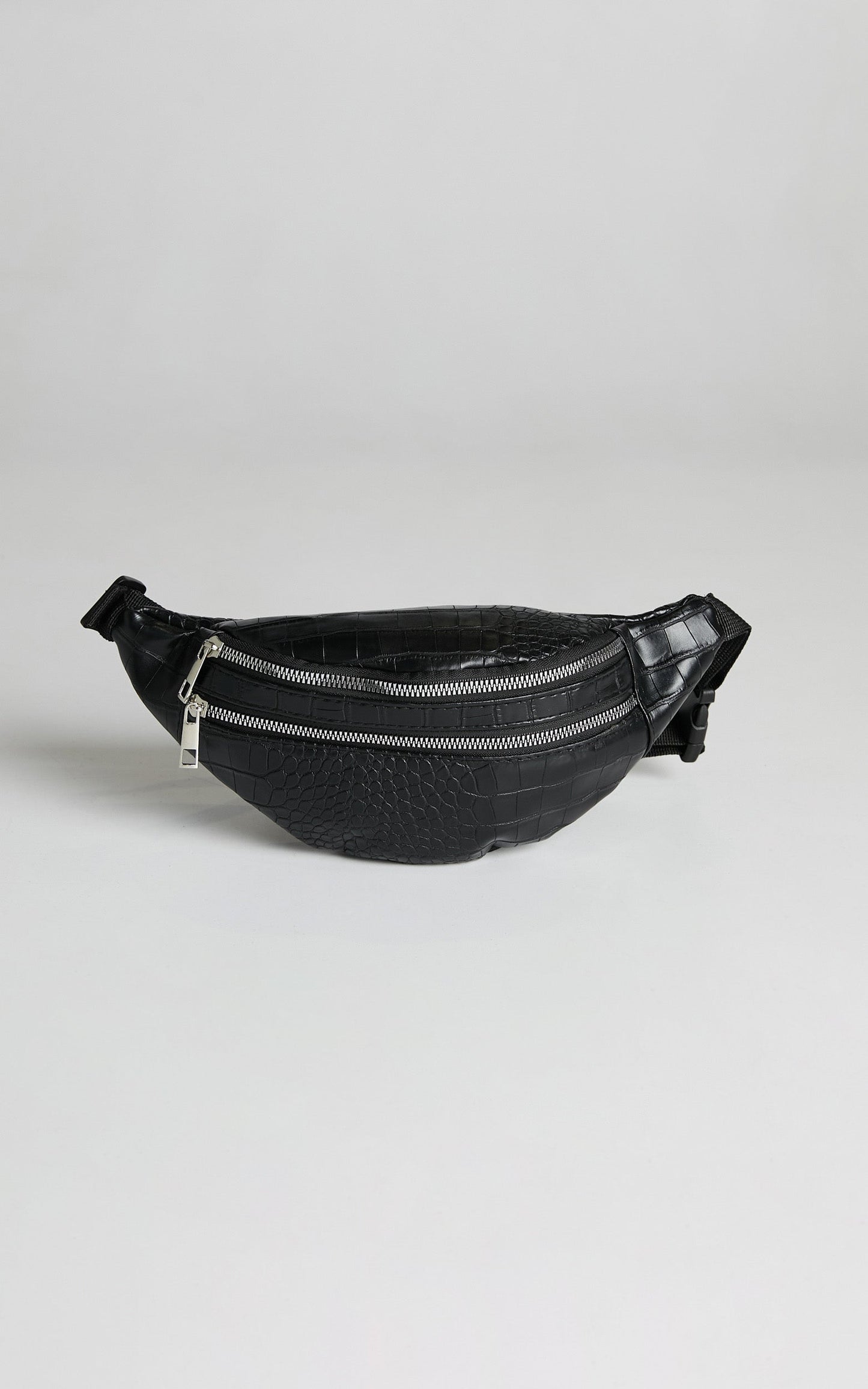 Araceli Croc Embossed Bumbag in Black