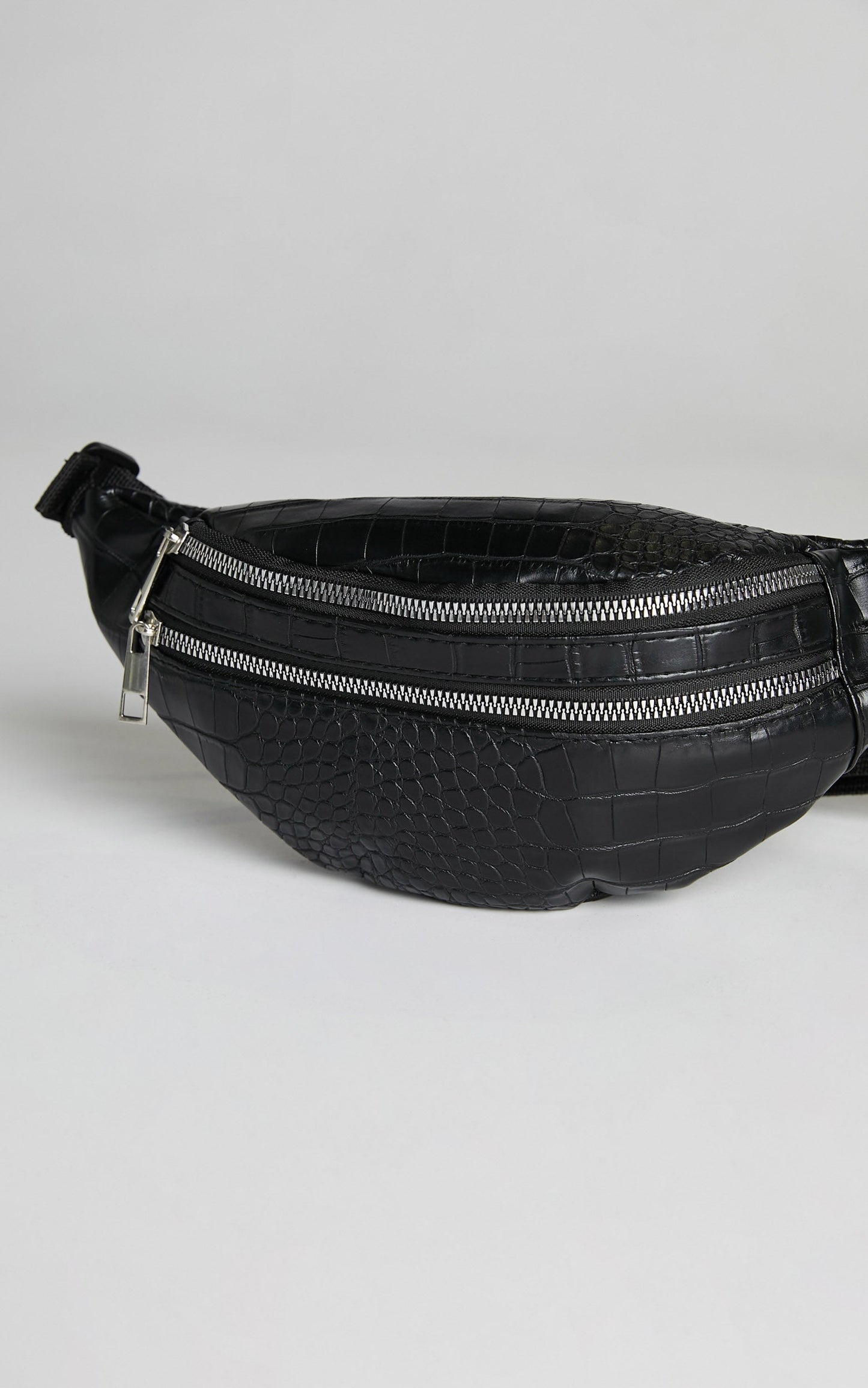 Araceli Croc Embossed Bumbag in Black