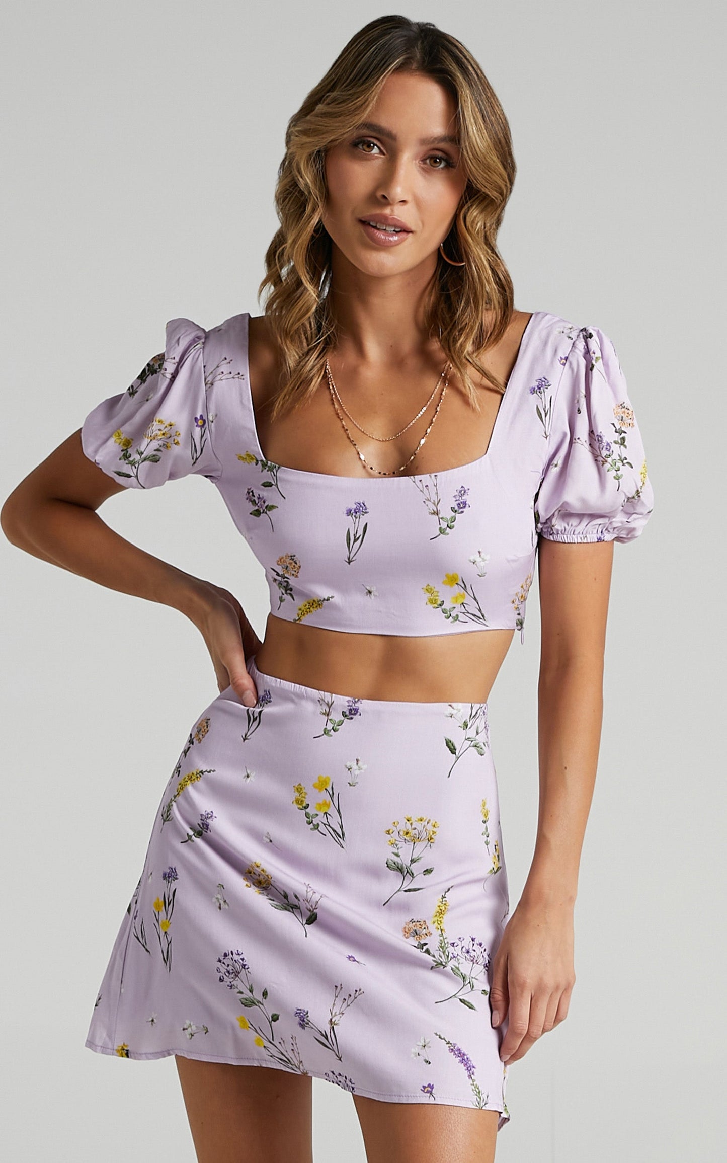 Artemis Two Piece Set in Lavender Botanical Floral