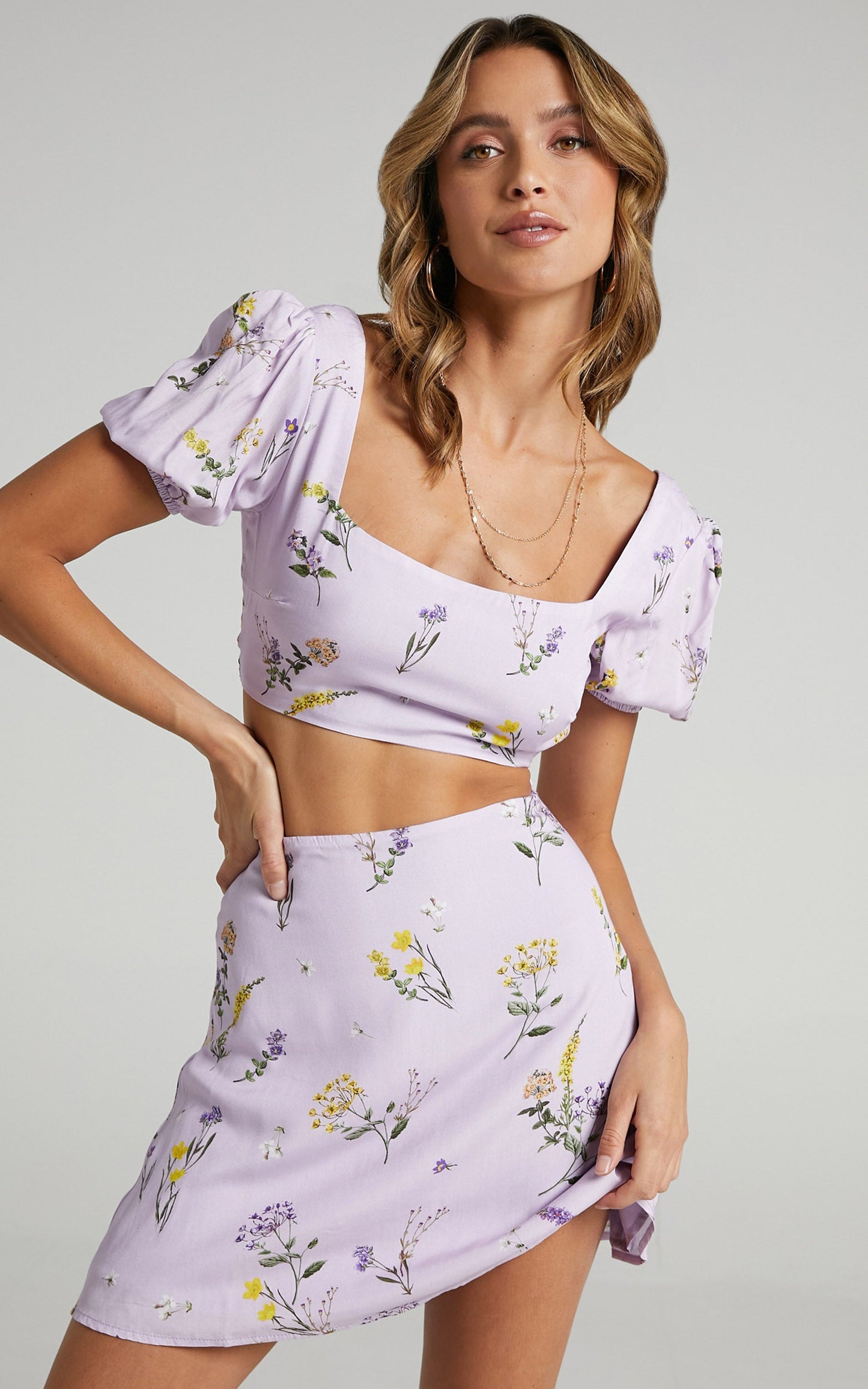 Artemis Two Piece Set in Lavender Botanical Floral