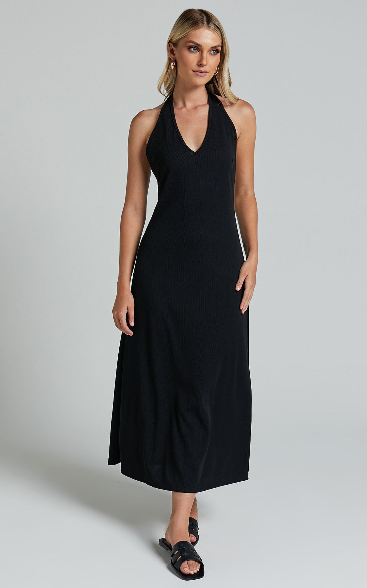 Arevik Maxi Dress - Halter Neck Backless in Black