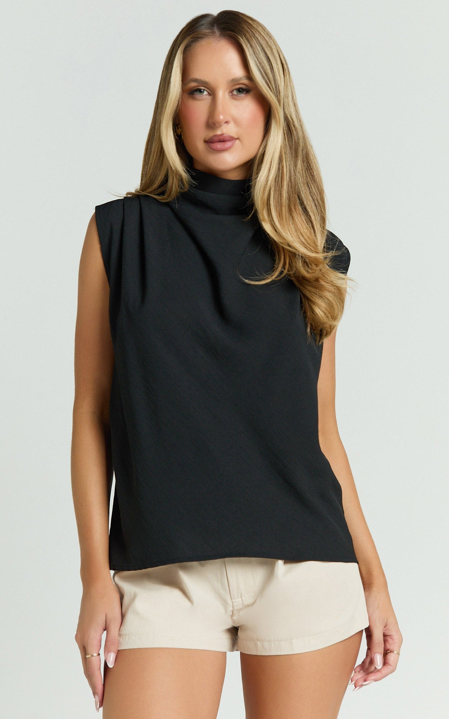 Arianae Top - High Neck Top in Black
