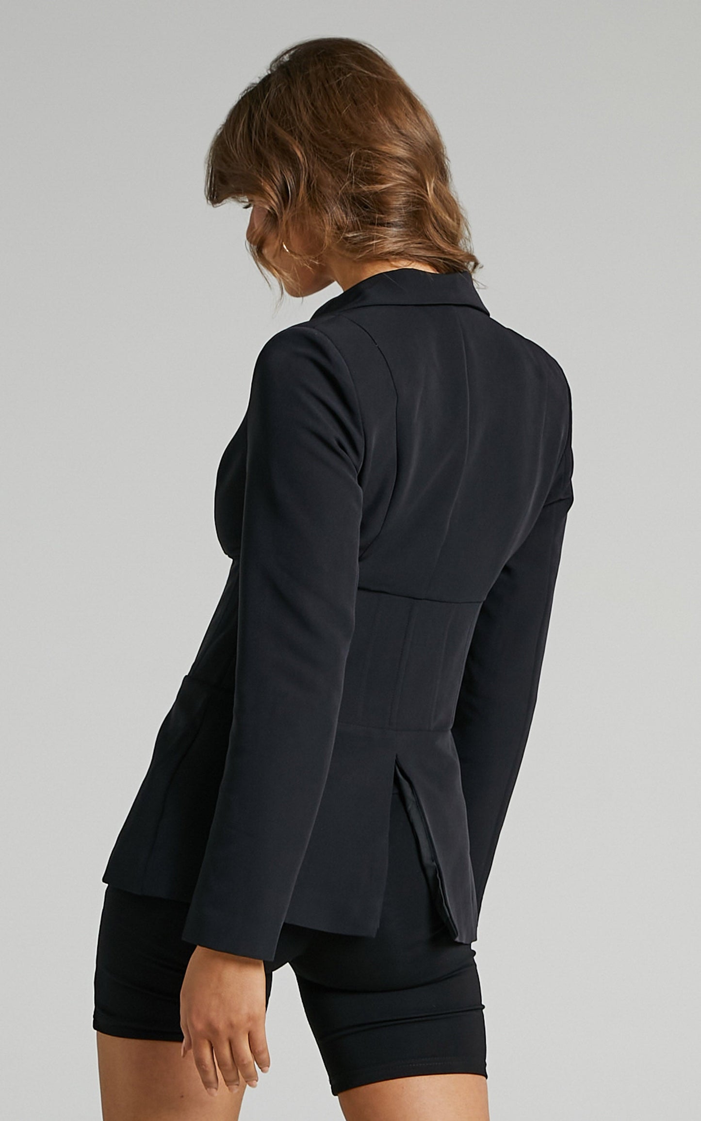 Arlo Corset Longline Blazer in Black
