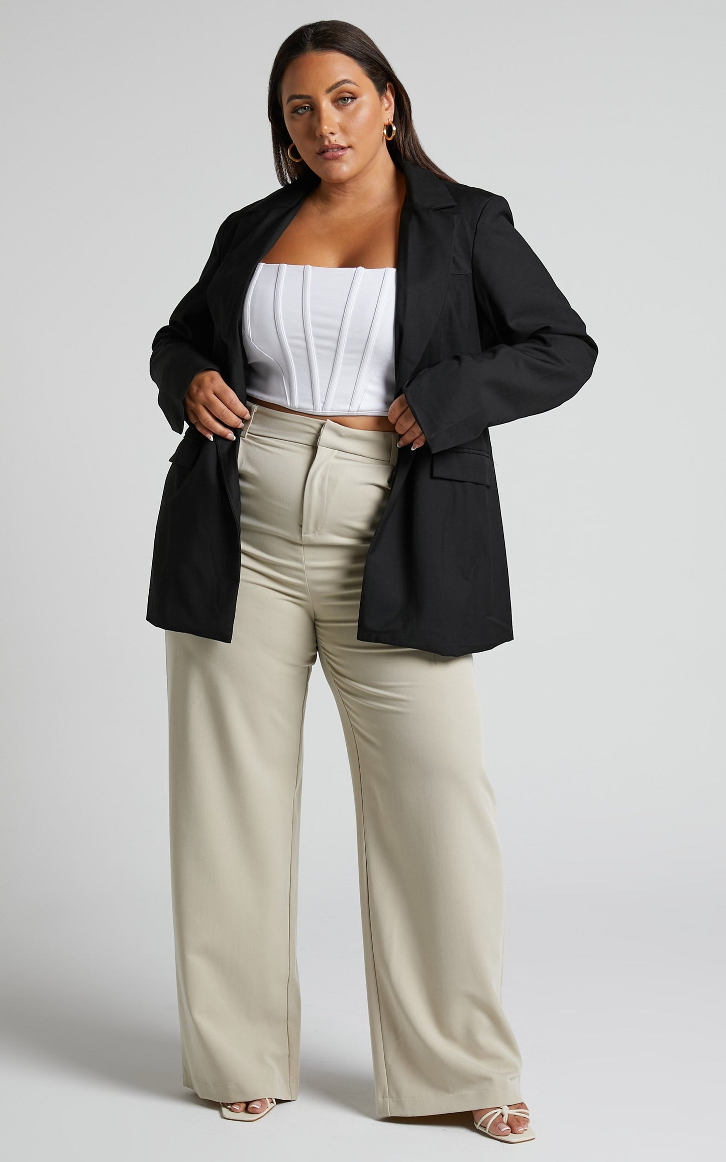 Armenda Blazer - Stitch Detail Tailored Blazer in Black