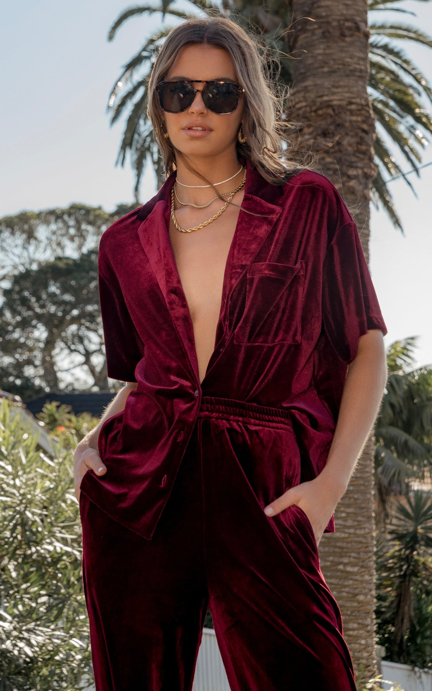 Aspen Relaxed Shirt in Mulberry Velvet