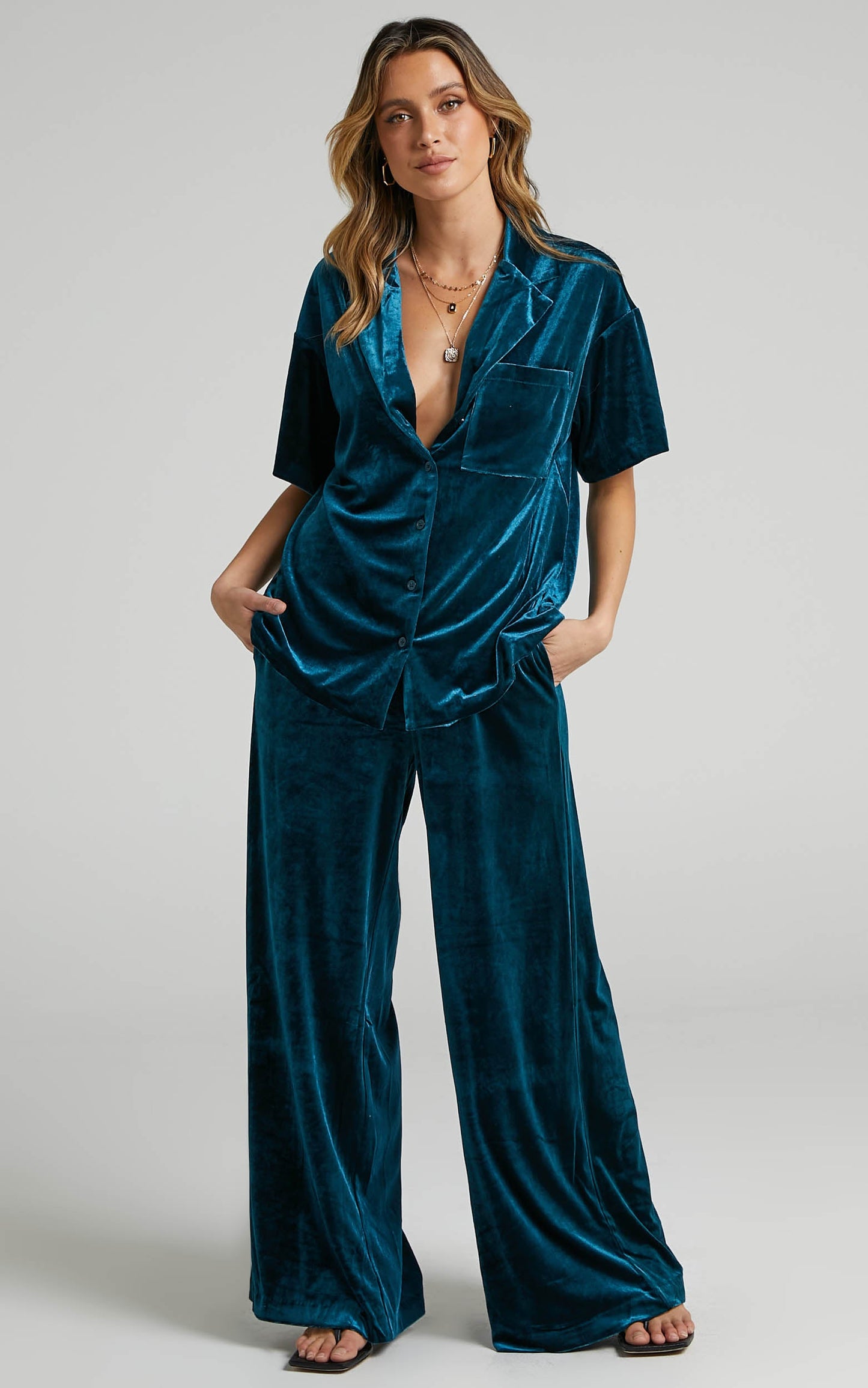 Aspen Relaxed Shirt in Petrol Velvet