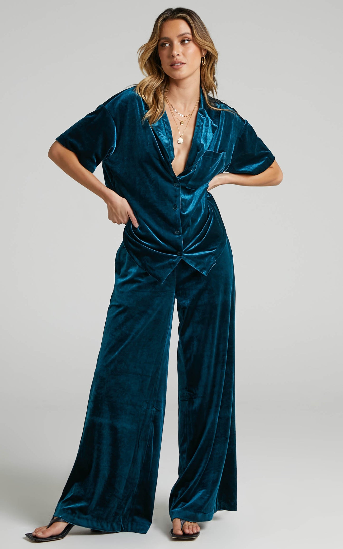 Aspen Relaxed Shirt in Petrol Velvet