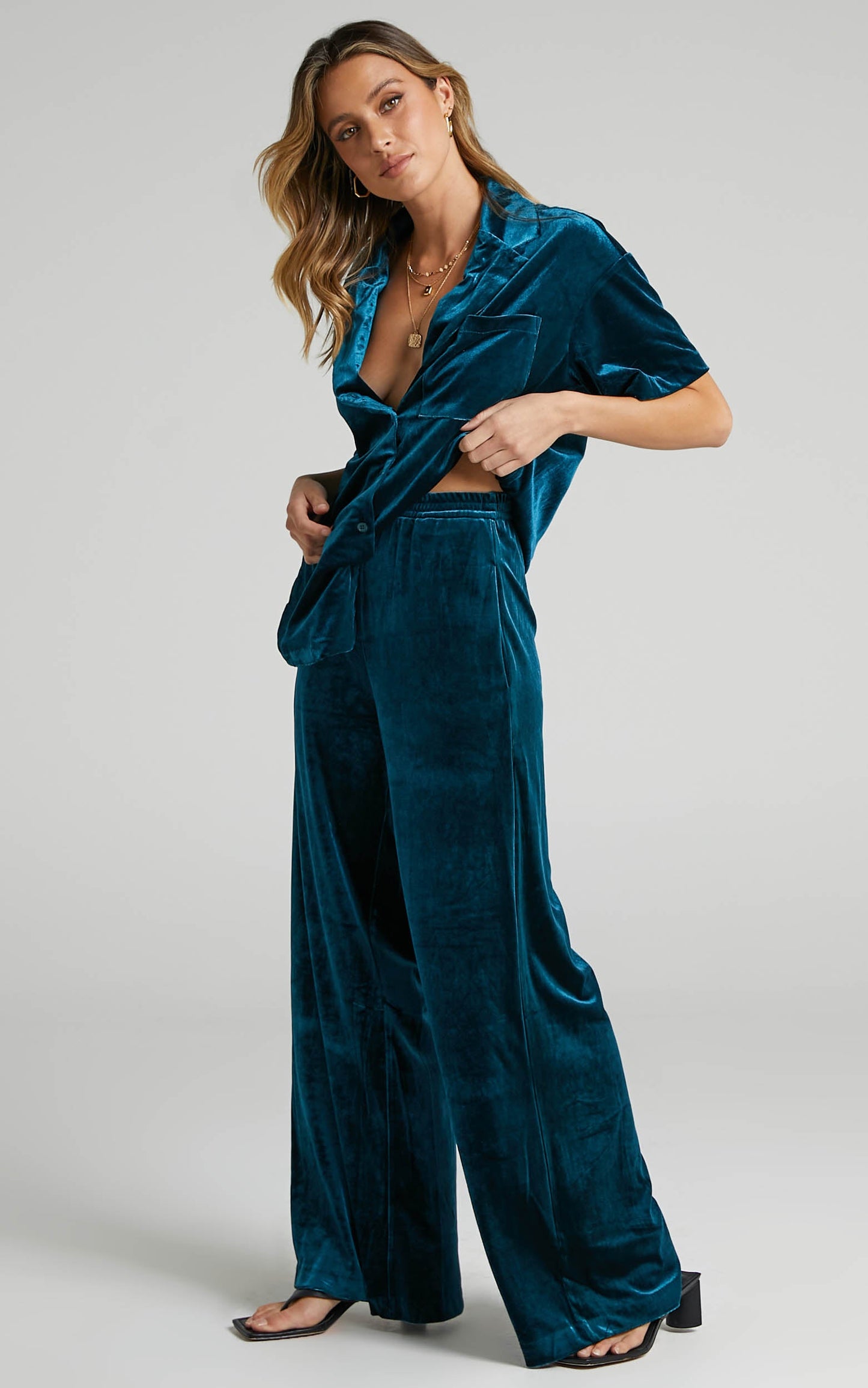 Aspen Relaxed Shirt in Petrol Velvet