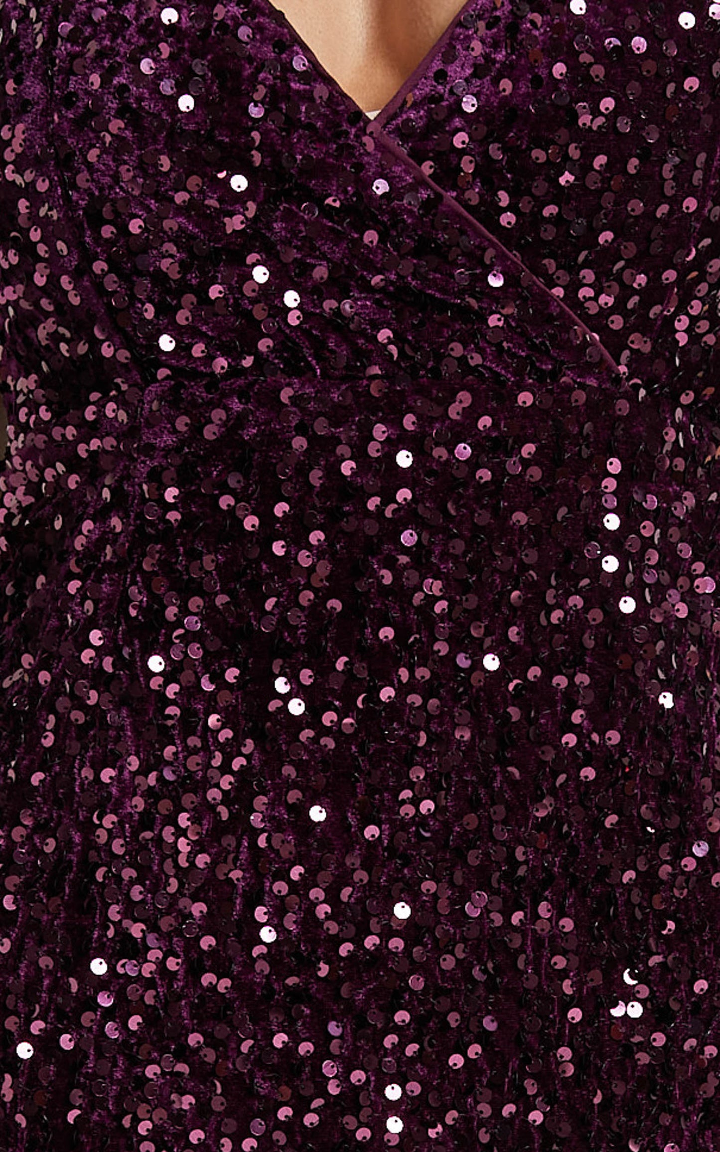 Athens Maxi Dress - V Neck Thigh Slit Sequin Dress in Purple