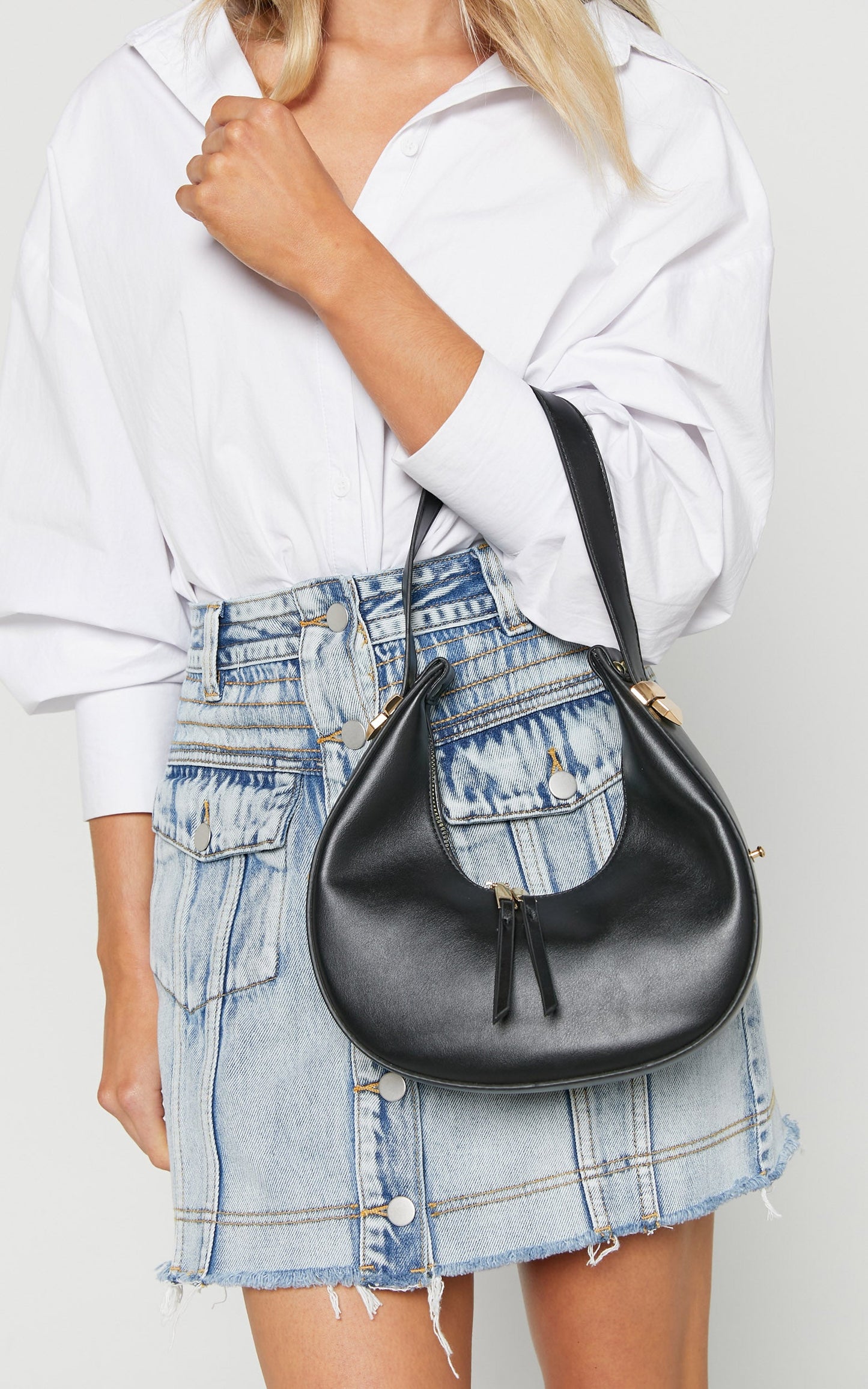 Atlanta Half Moon Shoulder Bag in Black