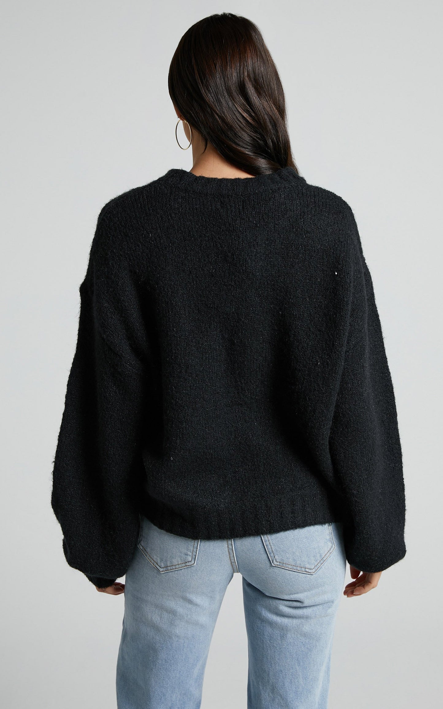 Aubrey Jumper - Crew Neck Knit Jumper in Black