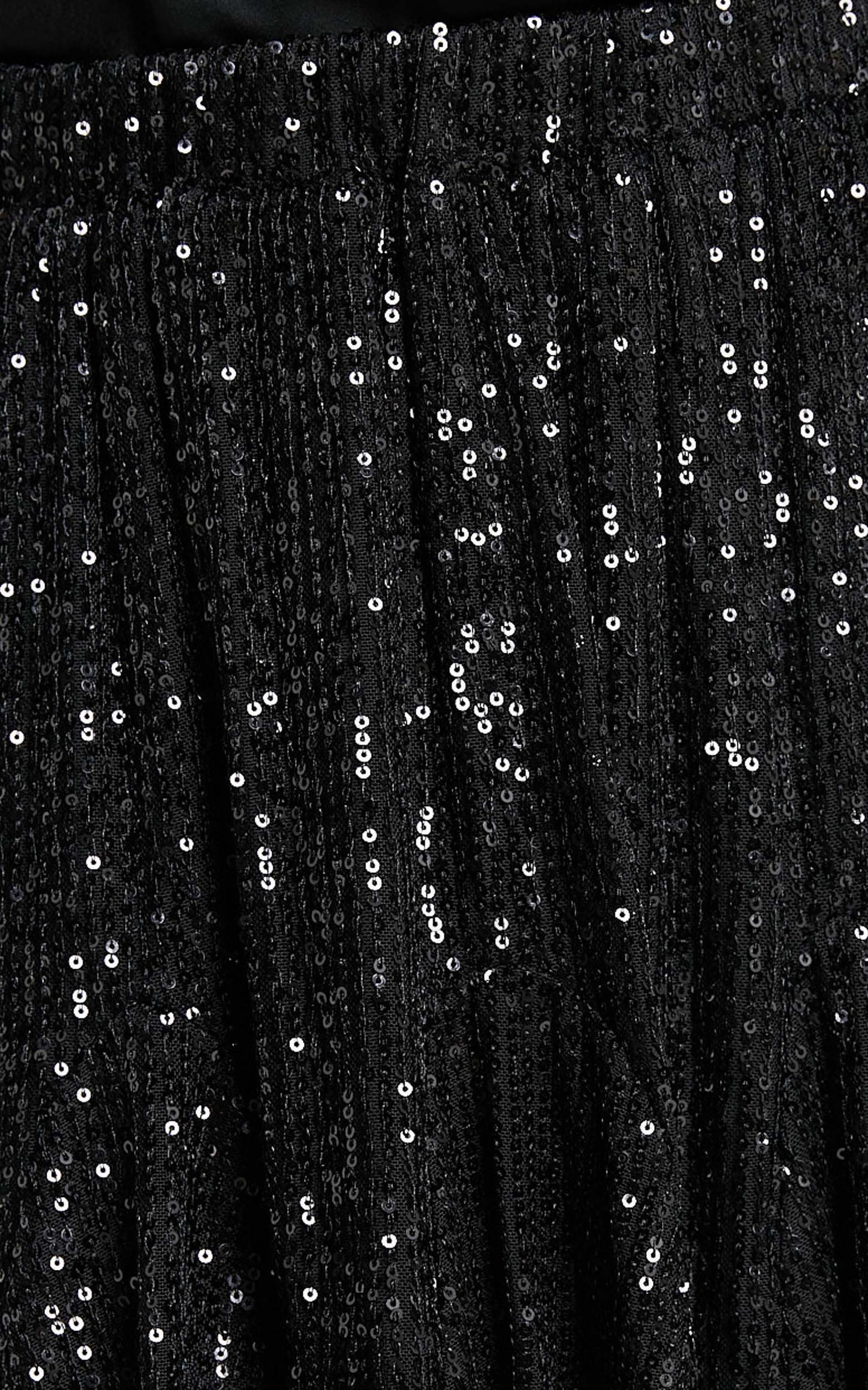 Aurelie Mini Skirt - Elasticated Sequin Skater Skirt in Black
