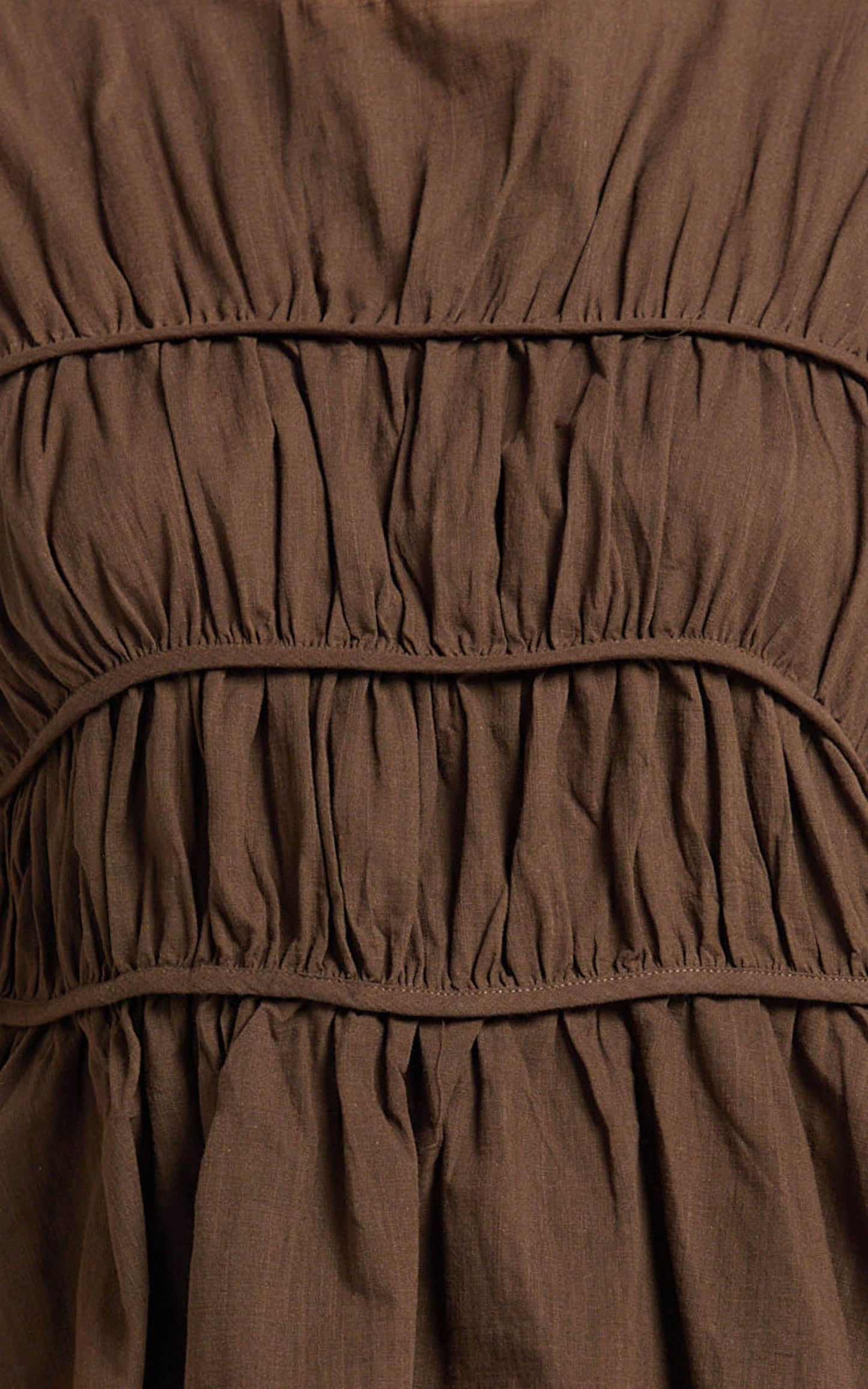 Auric Two Piece Set - Ruched Detail Top and Wide Leg Pants Set in Brown