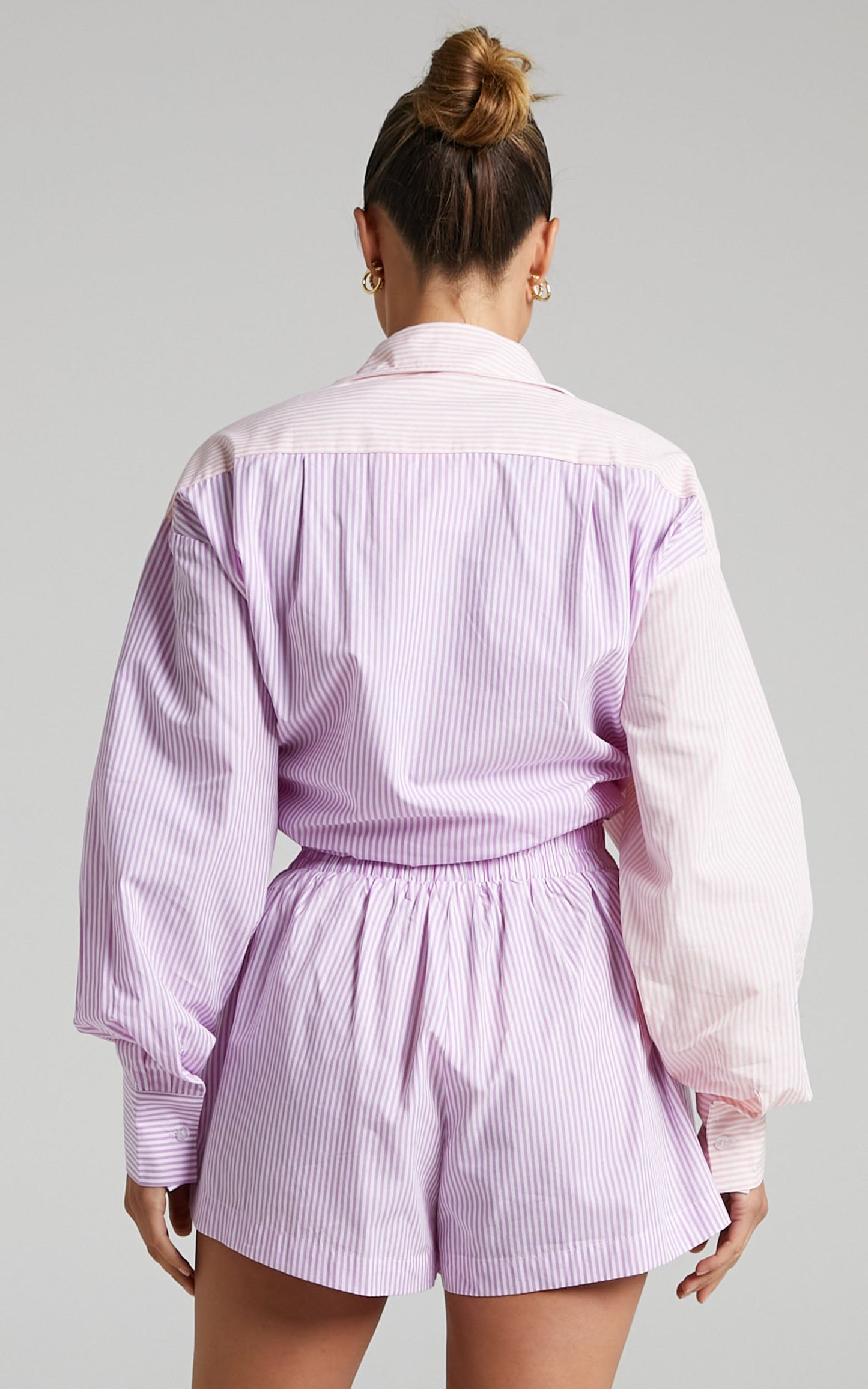 Autumn Stripe Shorts - High Waisted Shorts in Lilac Stripe