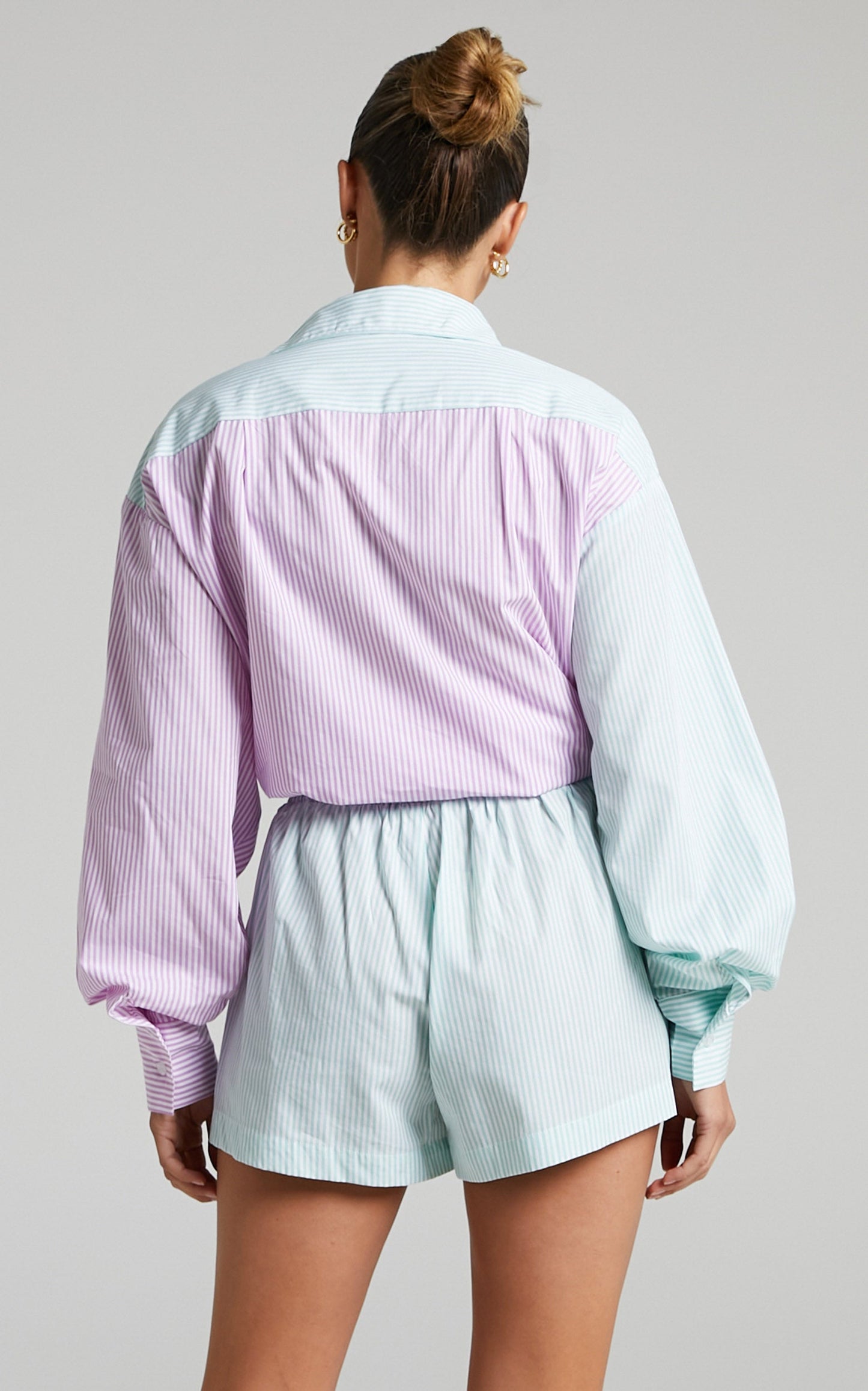 Autumn Stripe Shorts - High Waisted Shorts in Mint Stripe