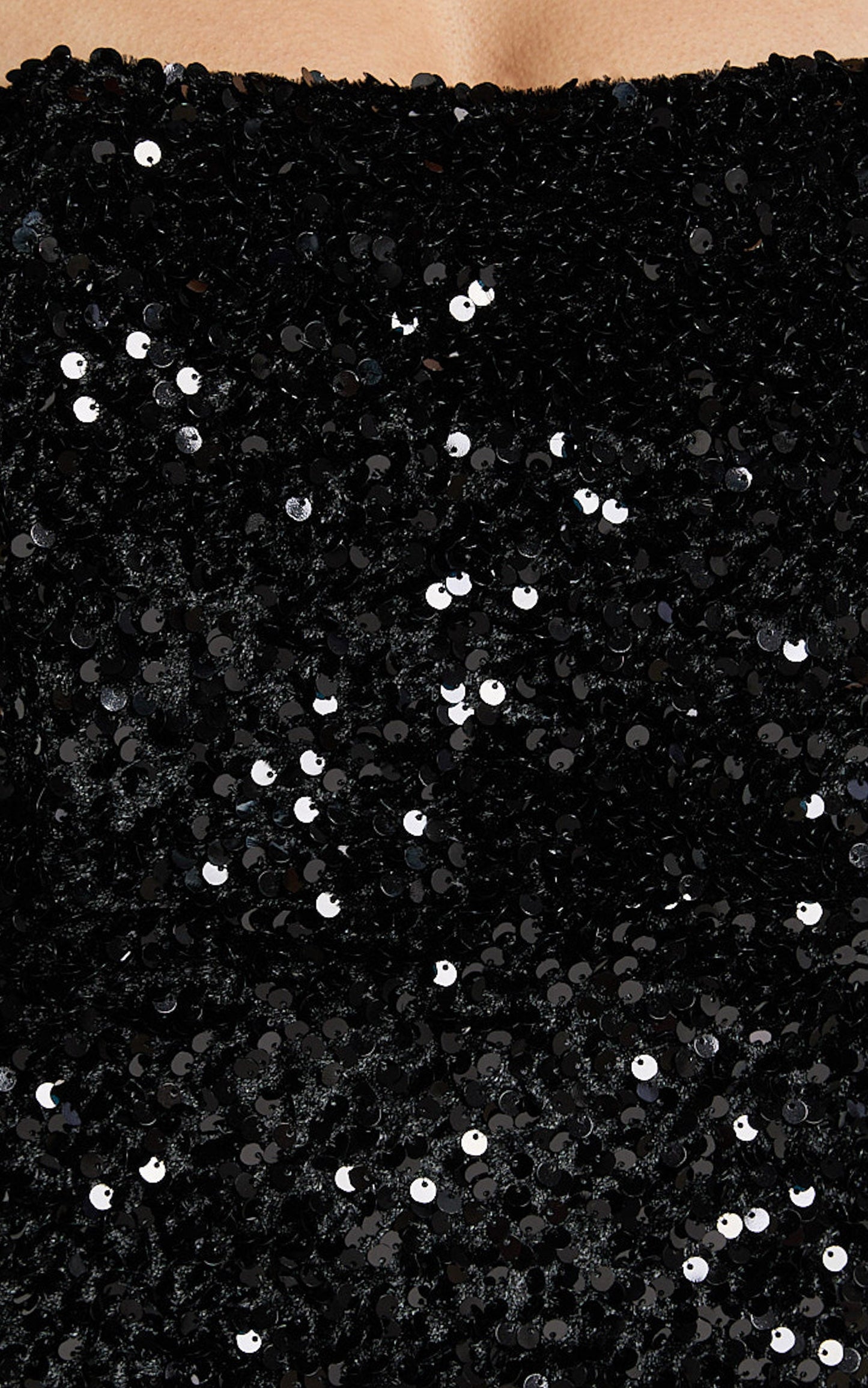 Ava Maxi Dress - Strapless High Split Sequin Dress in Black