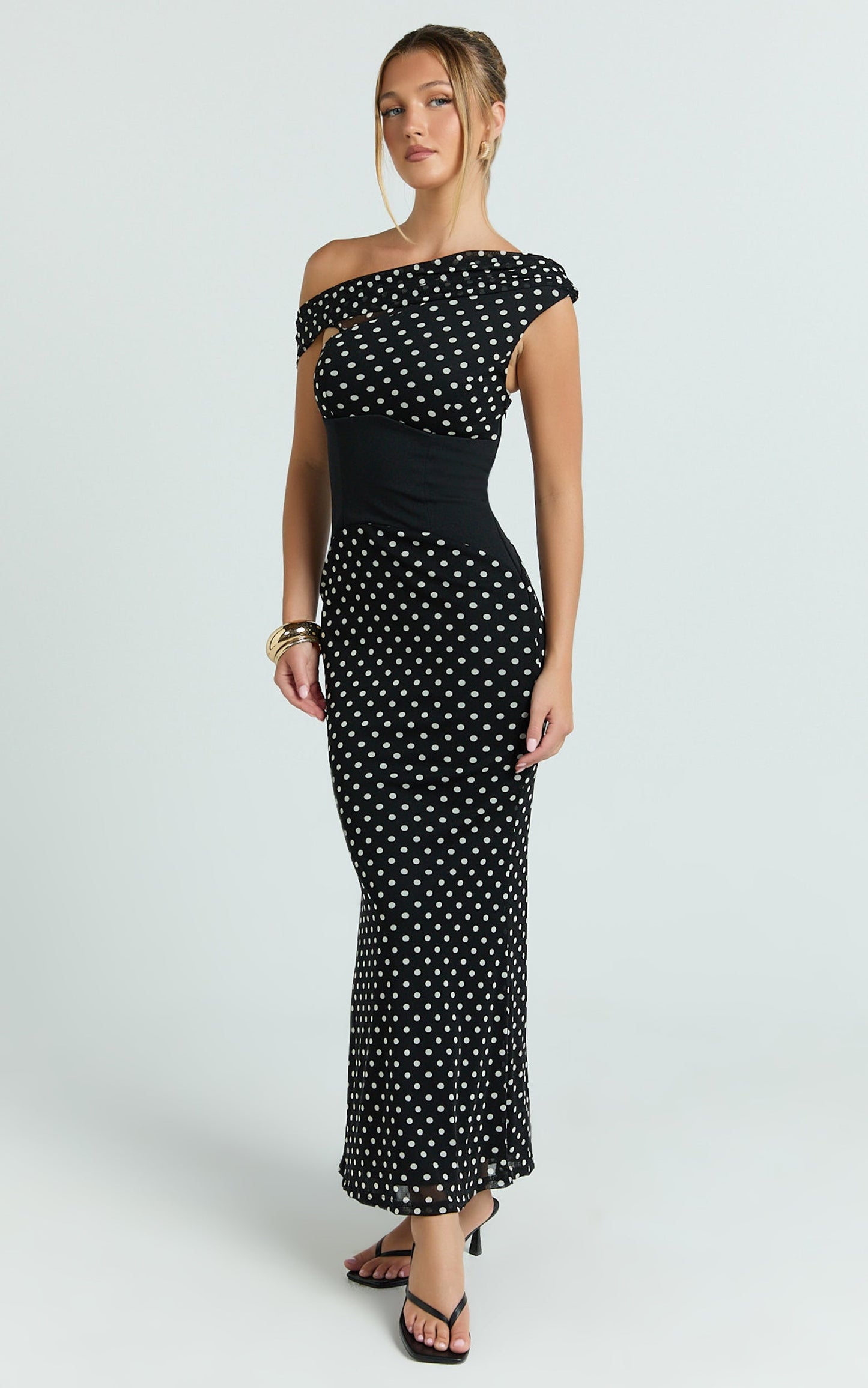 Ava Midi Dress - Asymmetrical Neckline Dress in Black