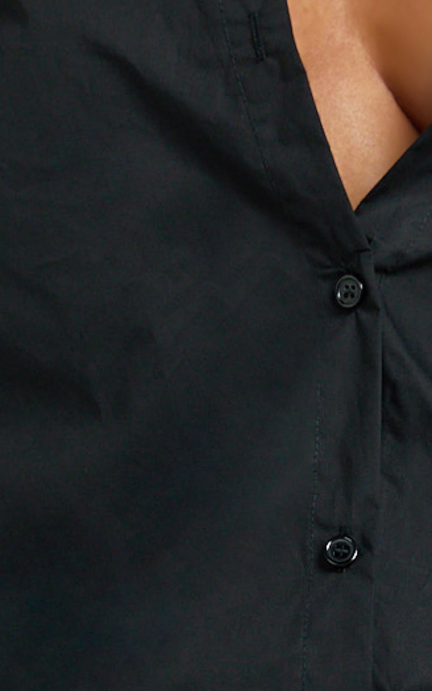 Avalon Mini Dress - Button Up Ruched Shirt Dress in Black