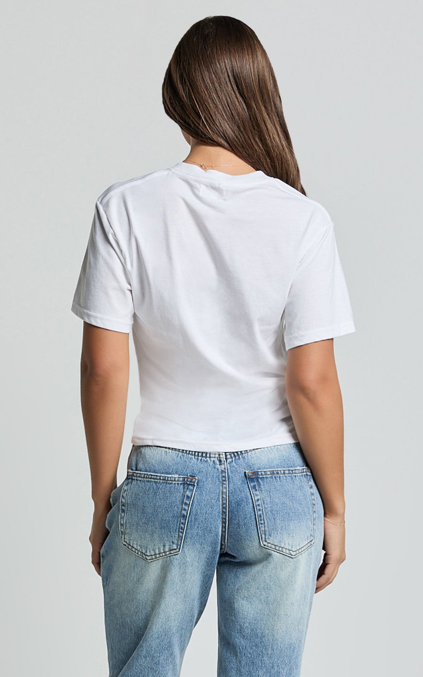 Ayah Shirt - Peach Print Crew Neck Oversized T Shirt in White