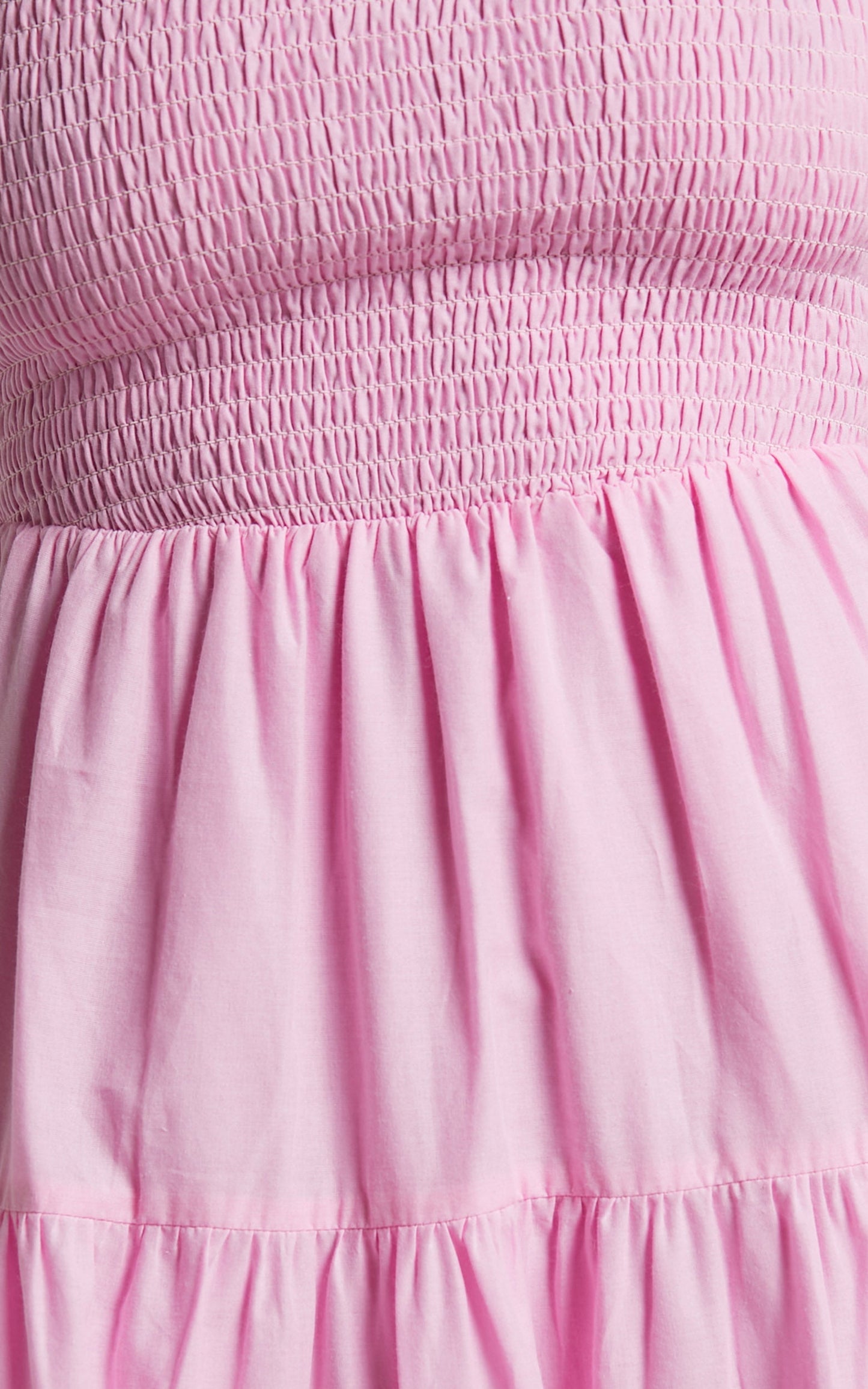 Ayla Midi Dress - Tie Up Strap Tiered Dress in Candy Pink