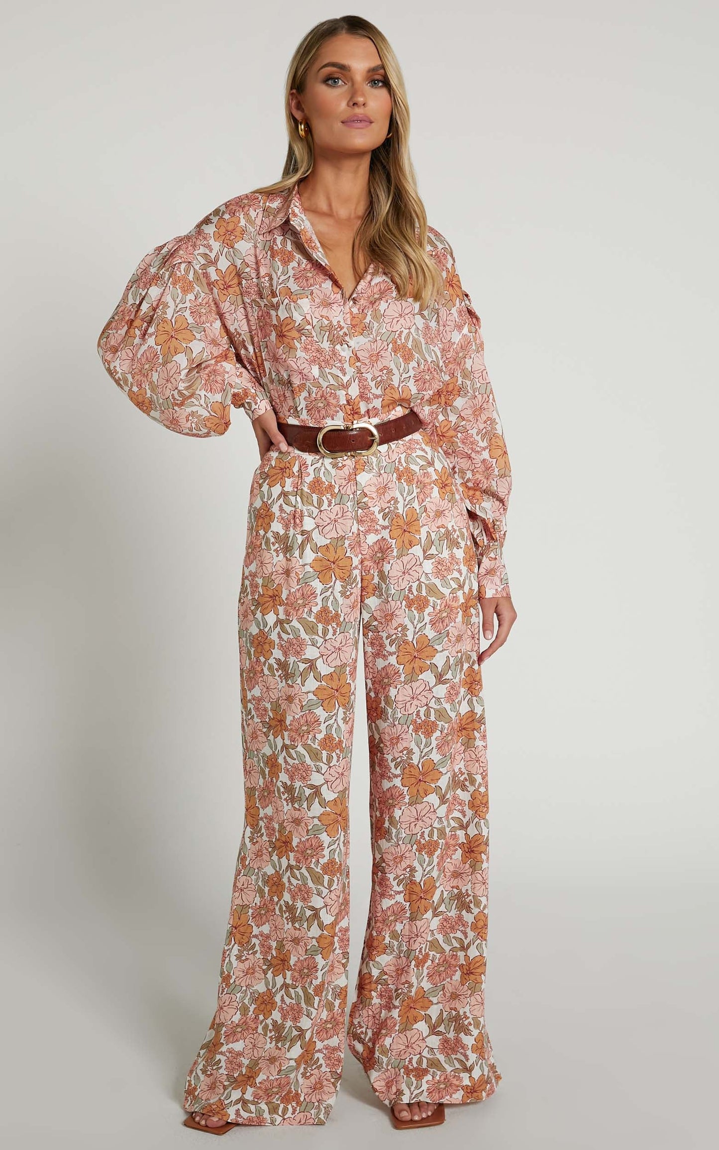 Amalie The Label - Azariah Balloon Sleeve Button Up Shirt in Wildflower Floral