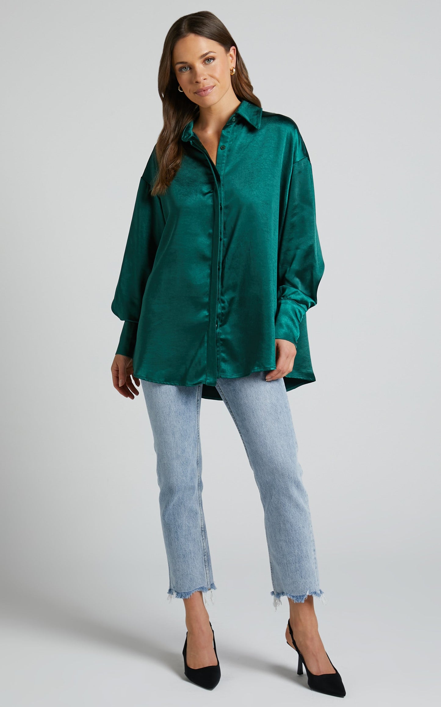 Azurine Shirt - Oversized Button Up Shirt in Green