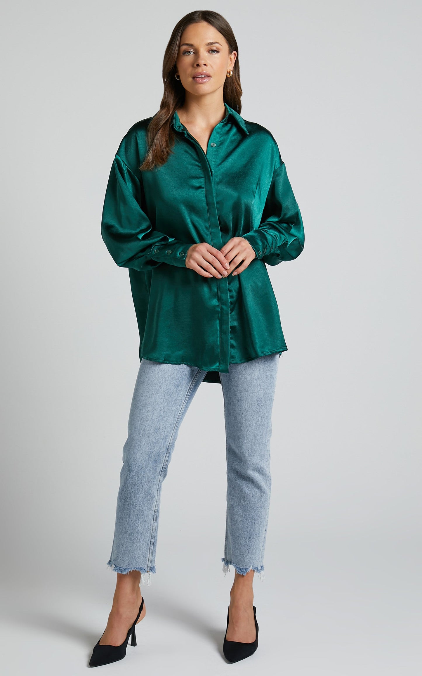 Azurine Shirt - Oversized Button Up Shirt in Green