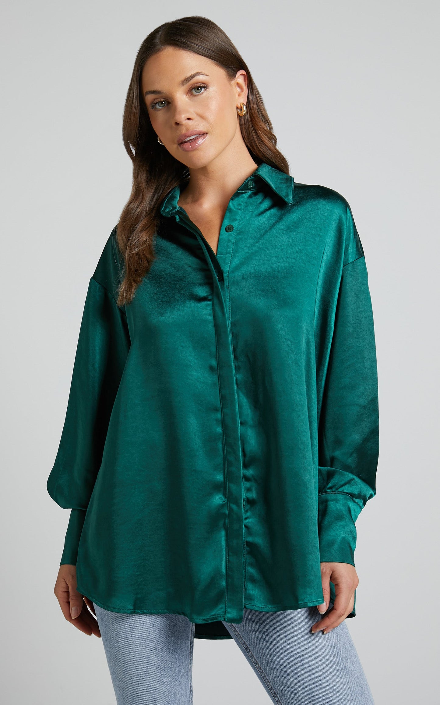 Azurine Shirt - Oversized Button Up Shirt in Green