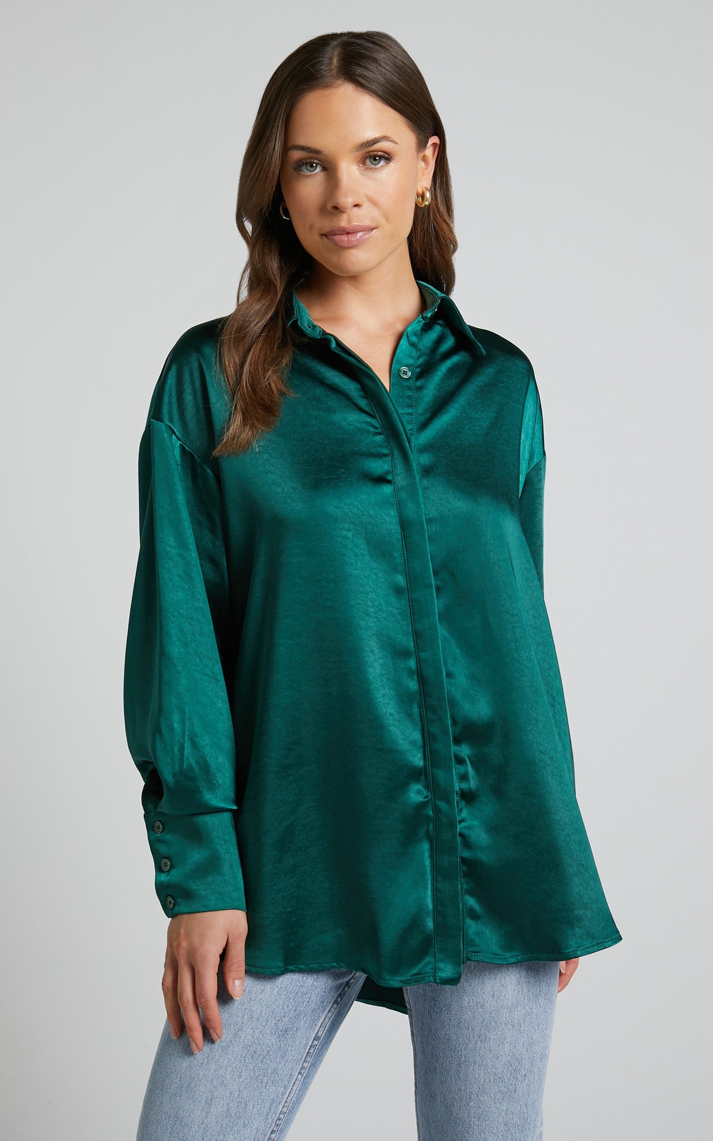 Azurine Shirt - Oversized Button Up Shirt in Green
