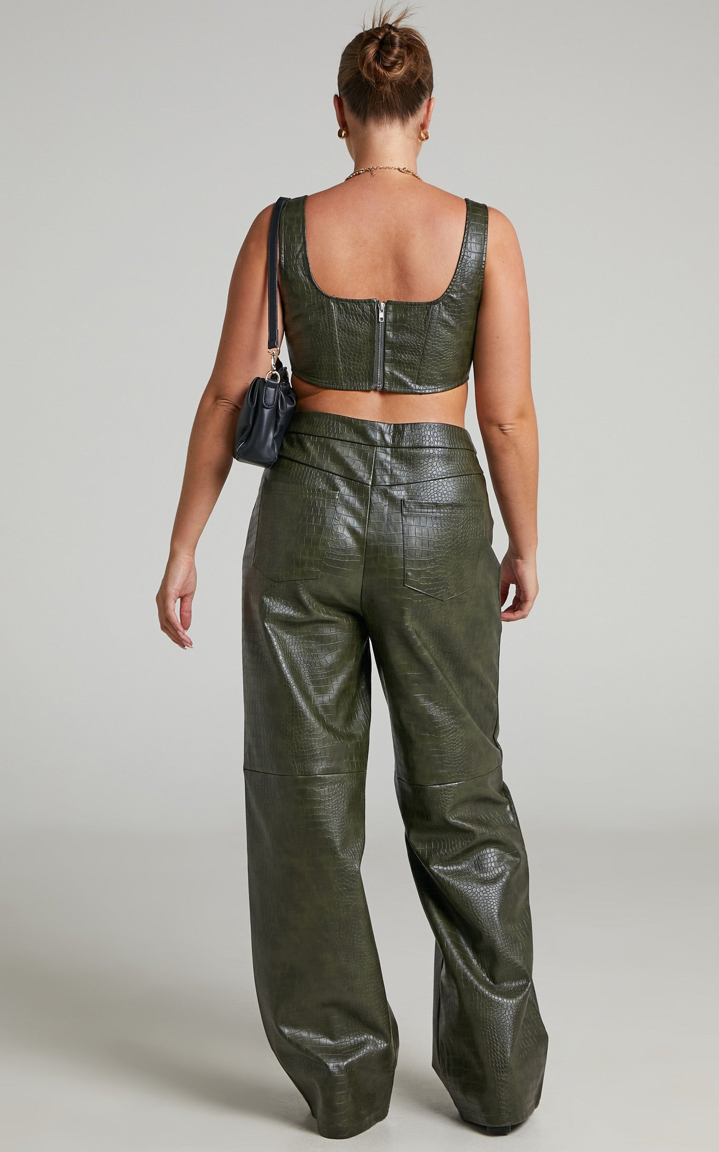 BY DYLN - High Waisted Apollo Pants in Dark Green