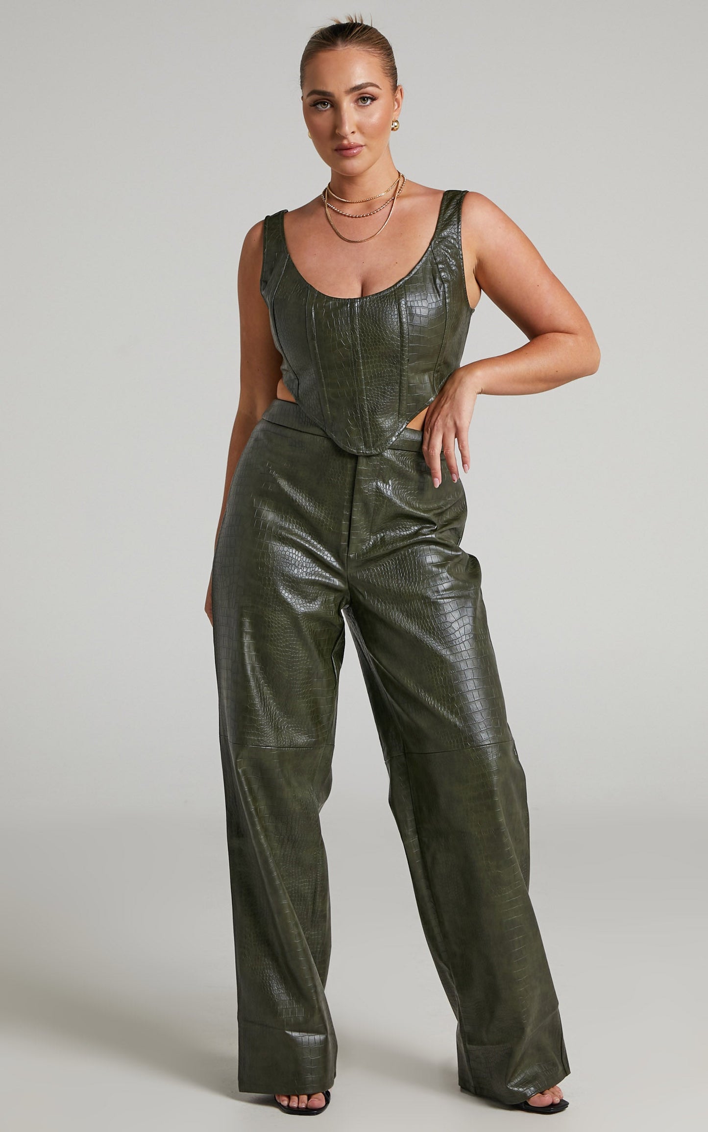 BY DYLN - High Waisted Apollo Pants in Dark Green
