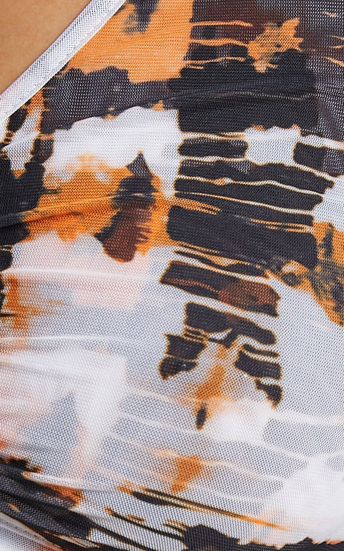 BY DYLN - Penny Top in Orange Printed Mesh