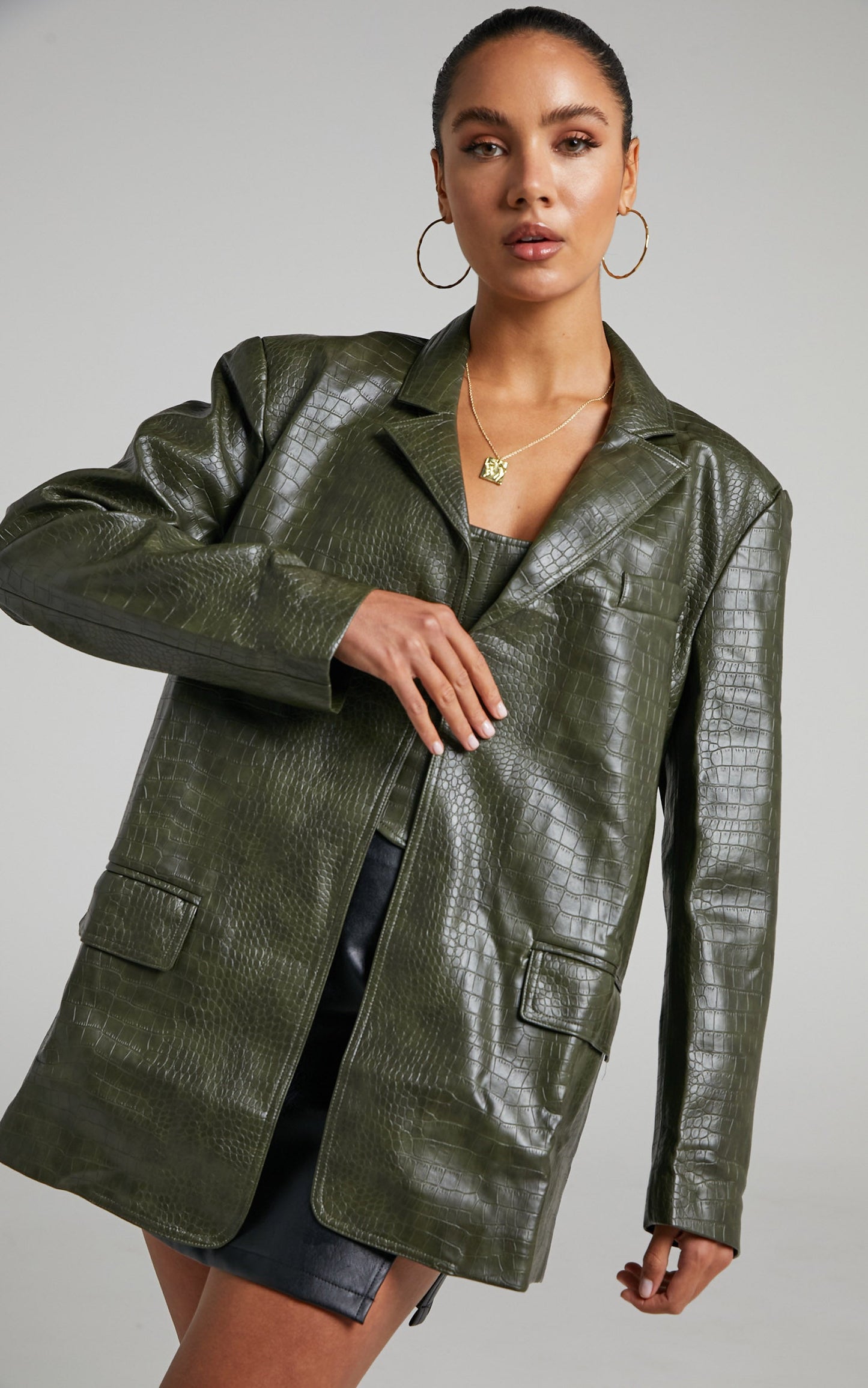 BY DYLN - SANTO BLAZER in Dark Green
